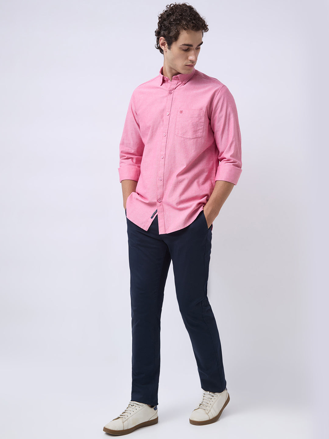 Men's Pure Cotton Oxford Solid Slim Fit Full Sleeve Casual Shirt - Maroon