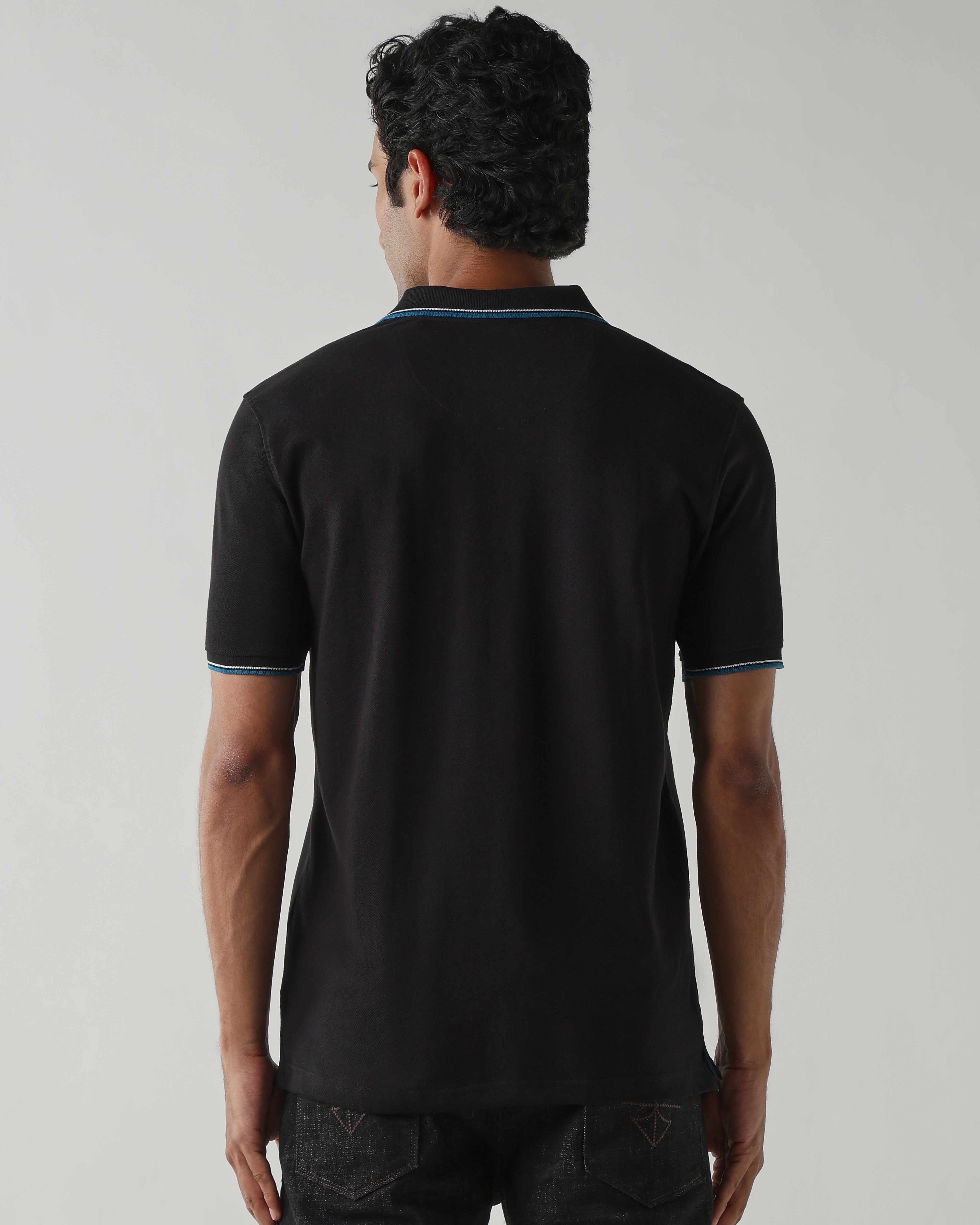 Topwear Premium Pique Knit Fabric T-Shirts – Black