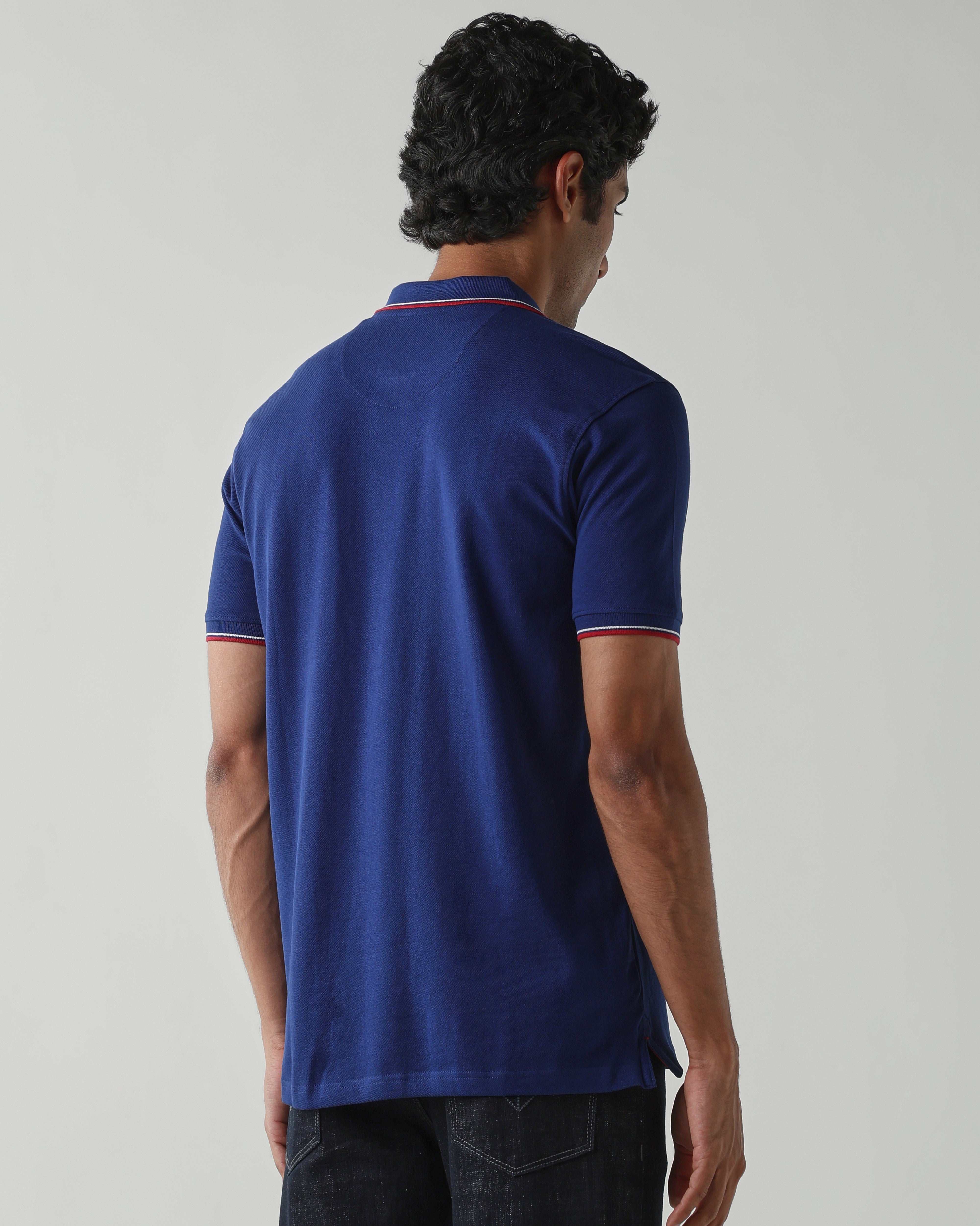 Topwear Premium Pique Knit Fabric T-Shirts – Navy