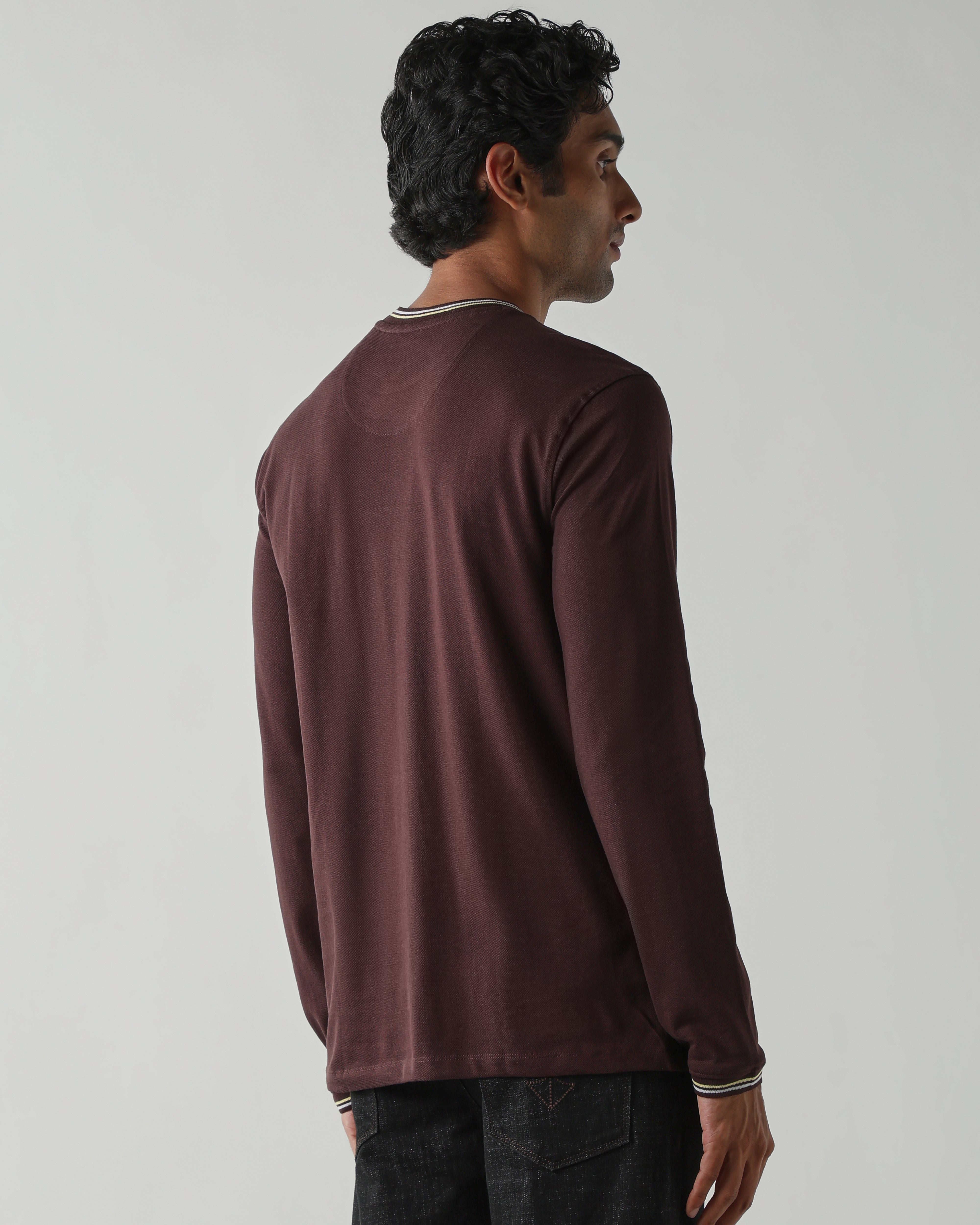 Topwear Premium Pique Knit Fabric T-Shirts – Coffee