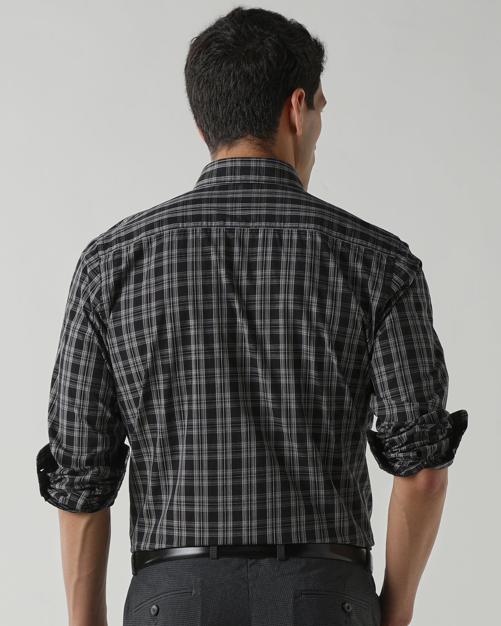 Black/White Pure Cotton Shirts for Men | Slim Fit Luxury Wear