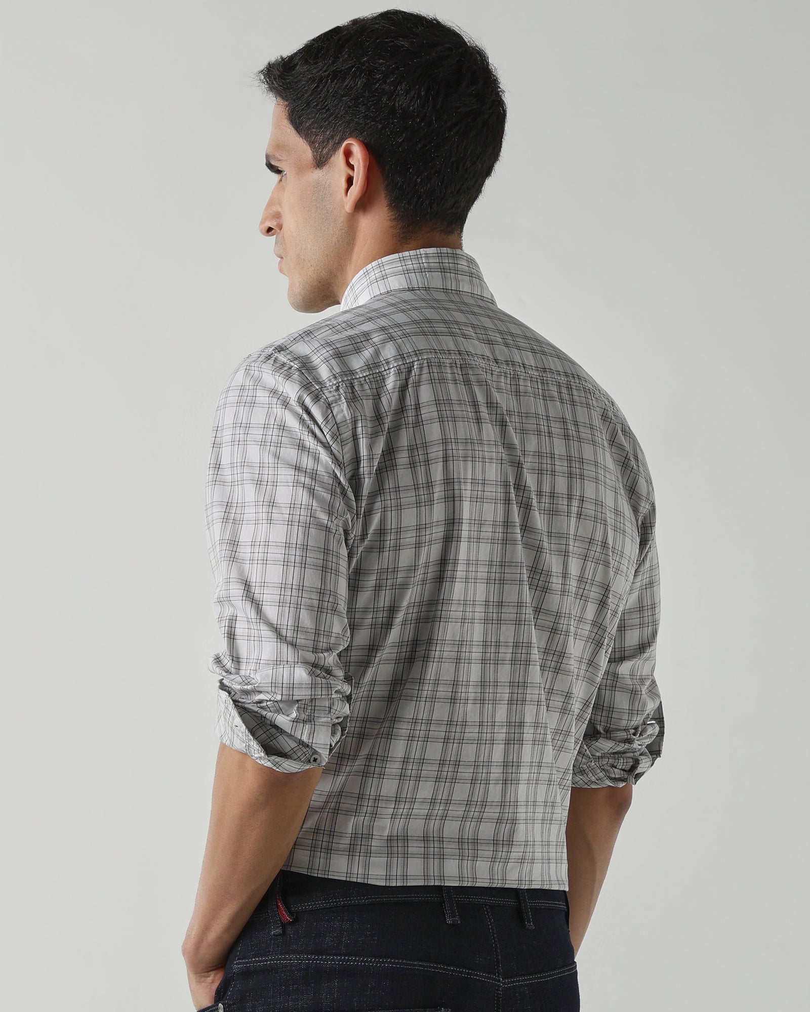 WHITE/GREY Pure Cotton Shirts for Men | Slim Fit Luxury Wear
