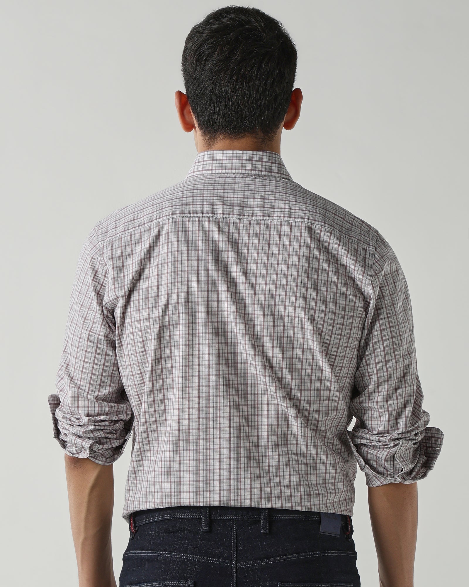 White/Lt Brown Pure Cotton Shirts for Men | Slim Fit Luxury Wear