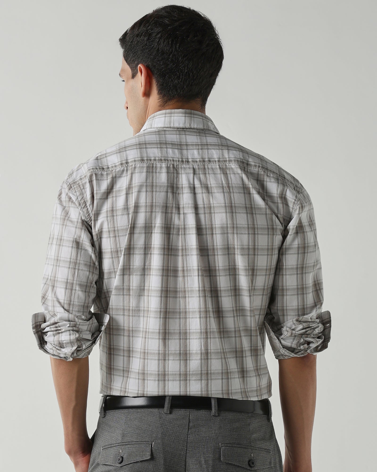 White/Beige Pure Cotton Shirts for Men | Regular Fit Luxury Wear