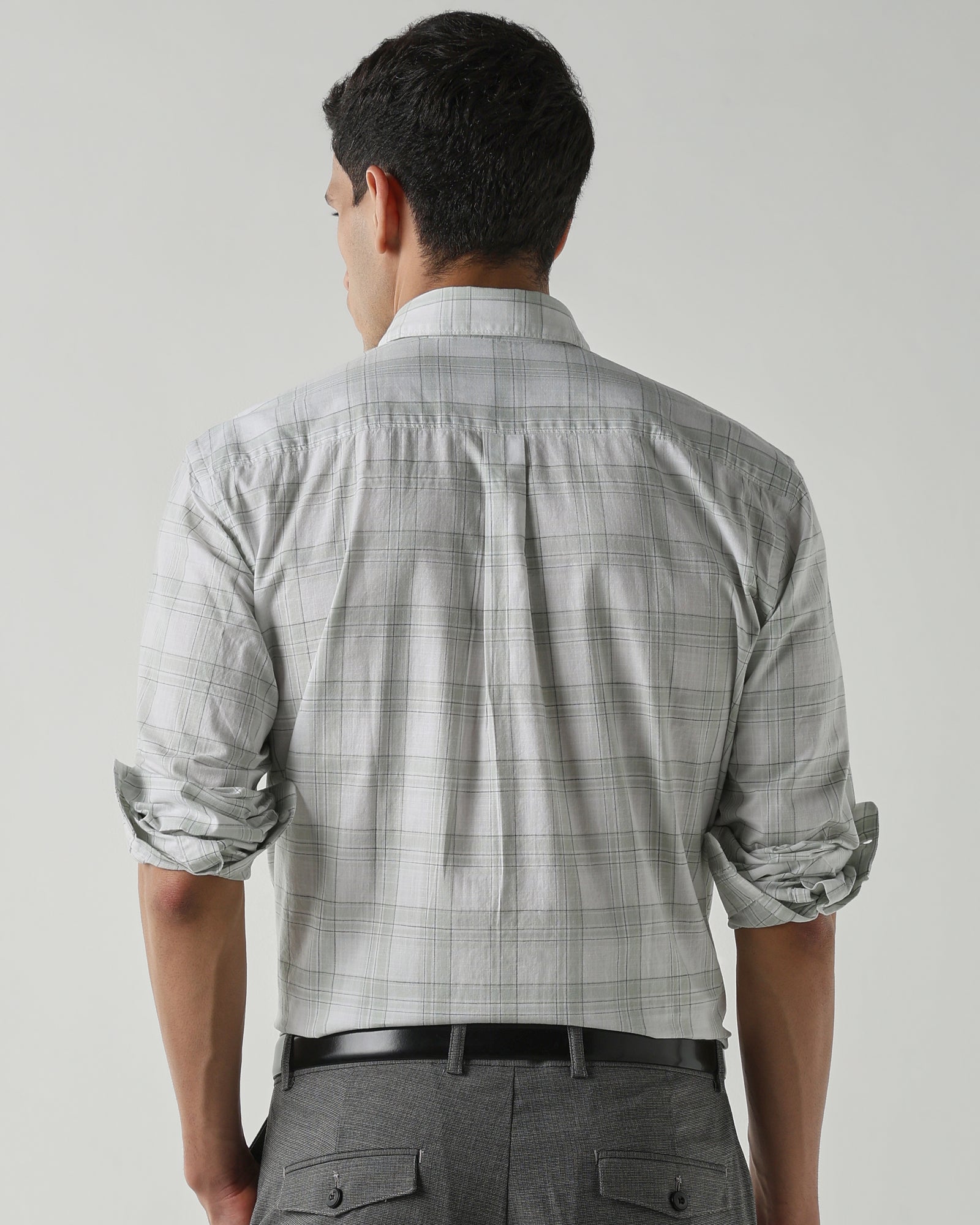 WHITE/GREEN Pure Cotton Shirts for Men | Regular Fit Luxury Wear