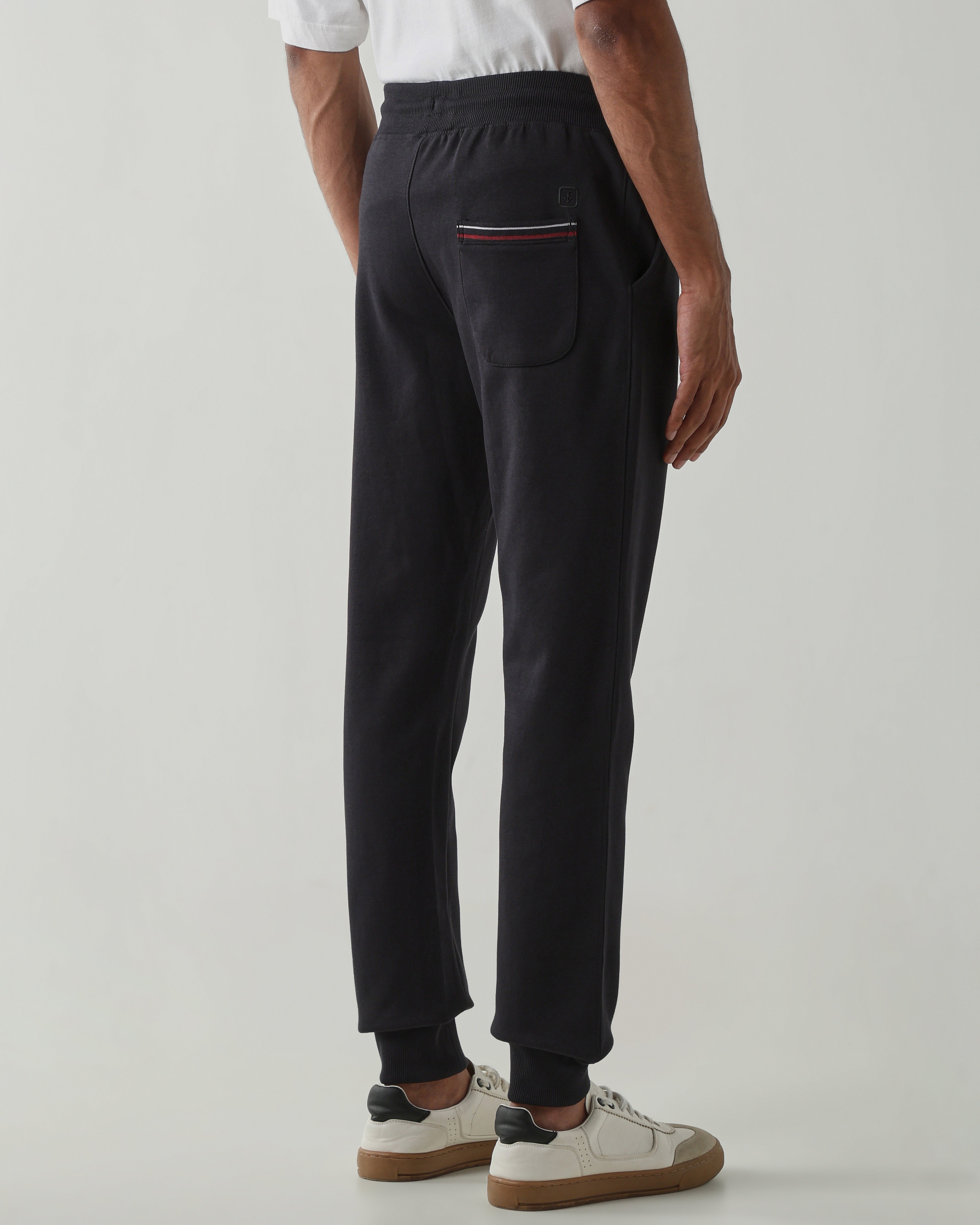 Rib at Waist and bottom Flat Front  Joggers – Anthracite
