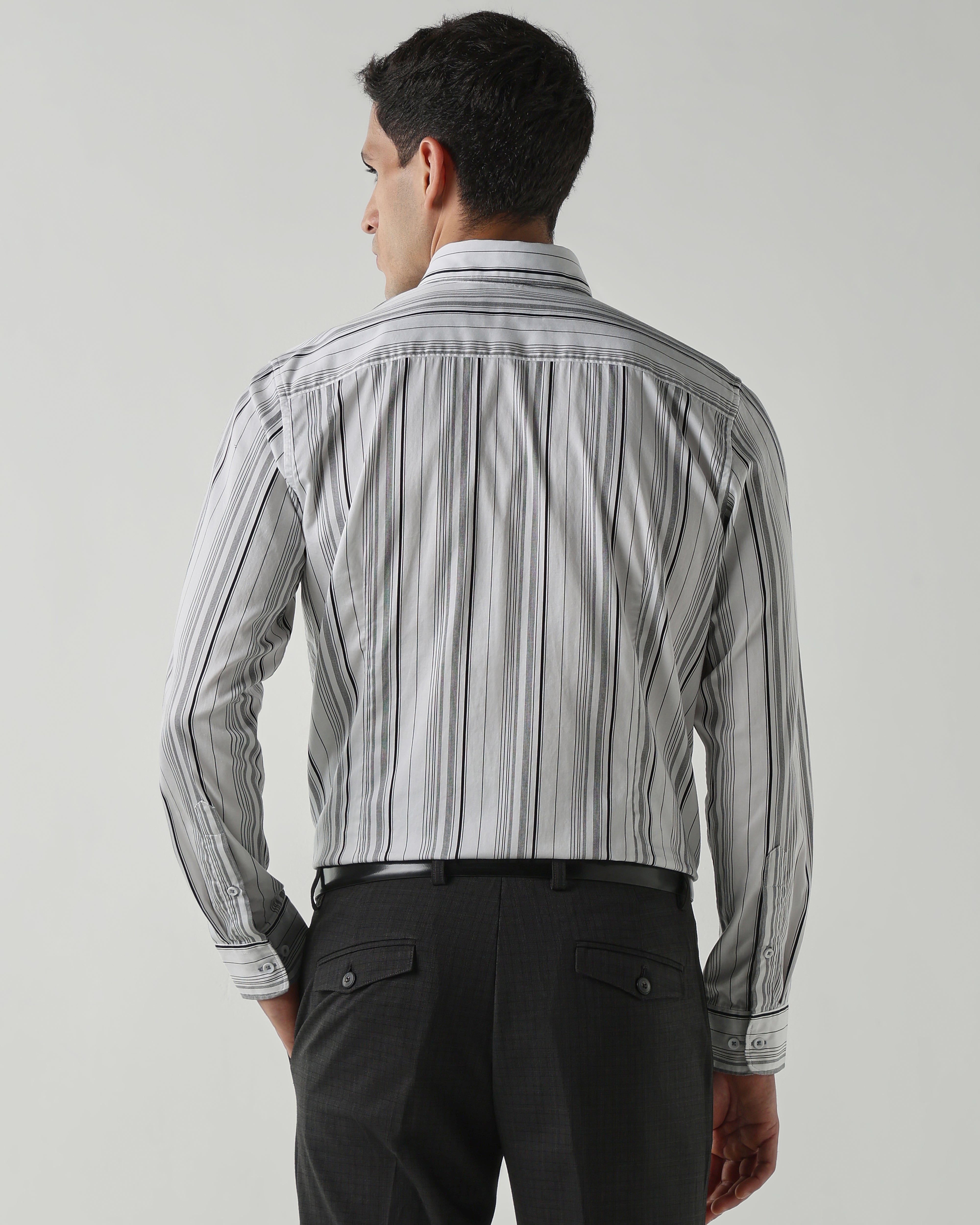 White/Black Pure Cotton Shirts for Men | Slim Fit Luxury Wear