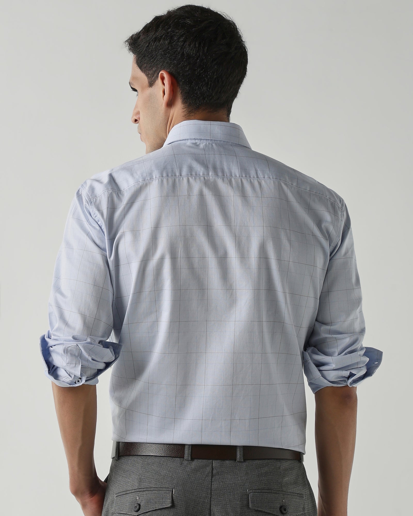 Sky Blue Pure Cotton Shirts for Men | Slim Fit Luxury Wear
