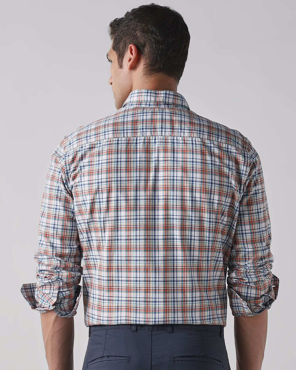 Men's Pure Cotton Checks Slim Fit Full Sleeve Casual Shirt - White