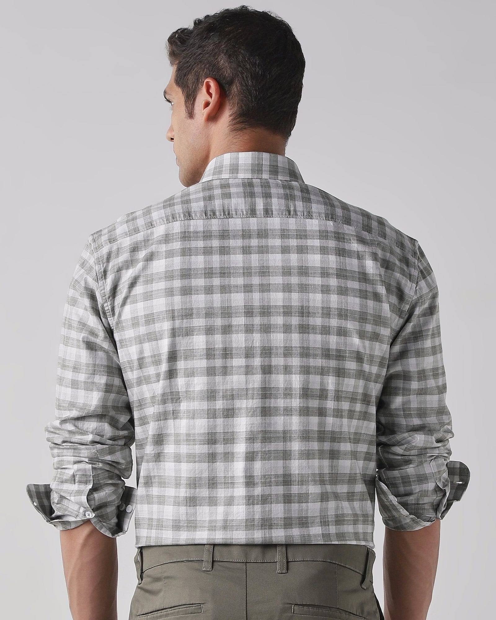 Grey 100% Cotton Regular Fit Shirt