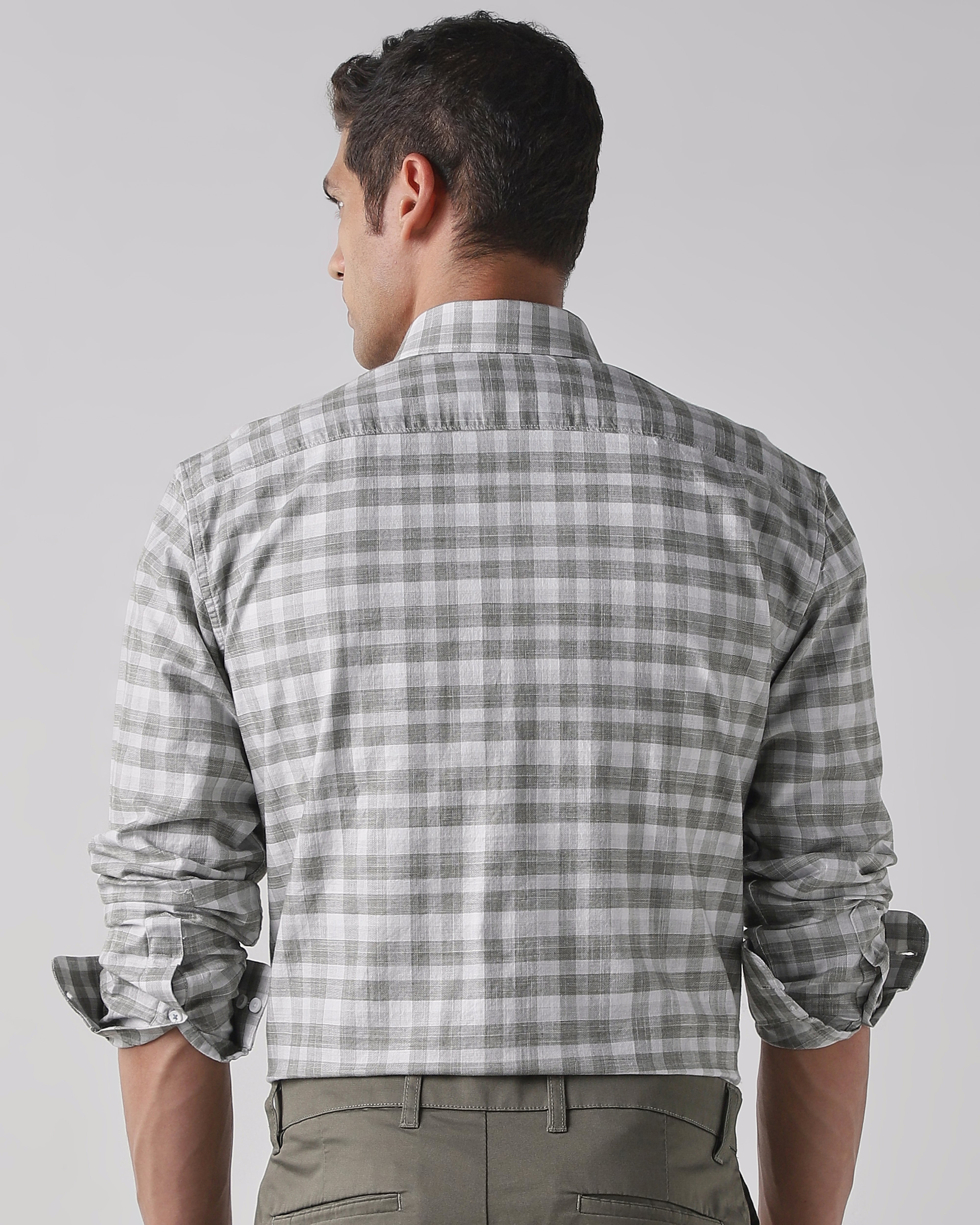 Grey 100% Cotton Regular Fit Shirt