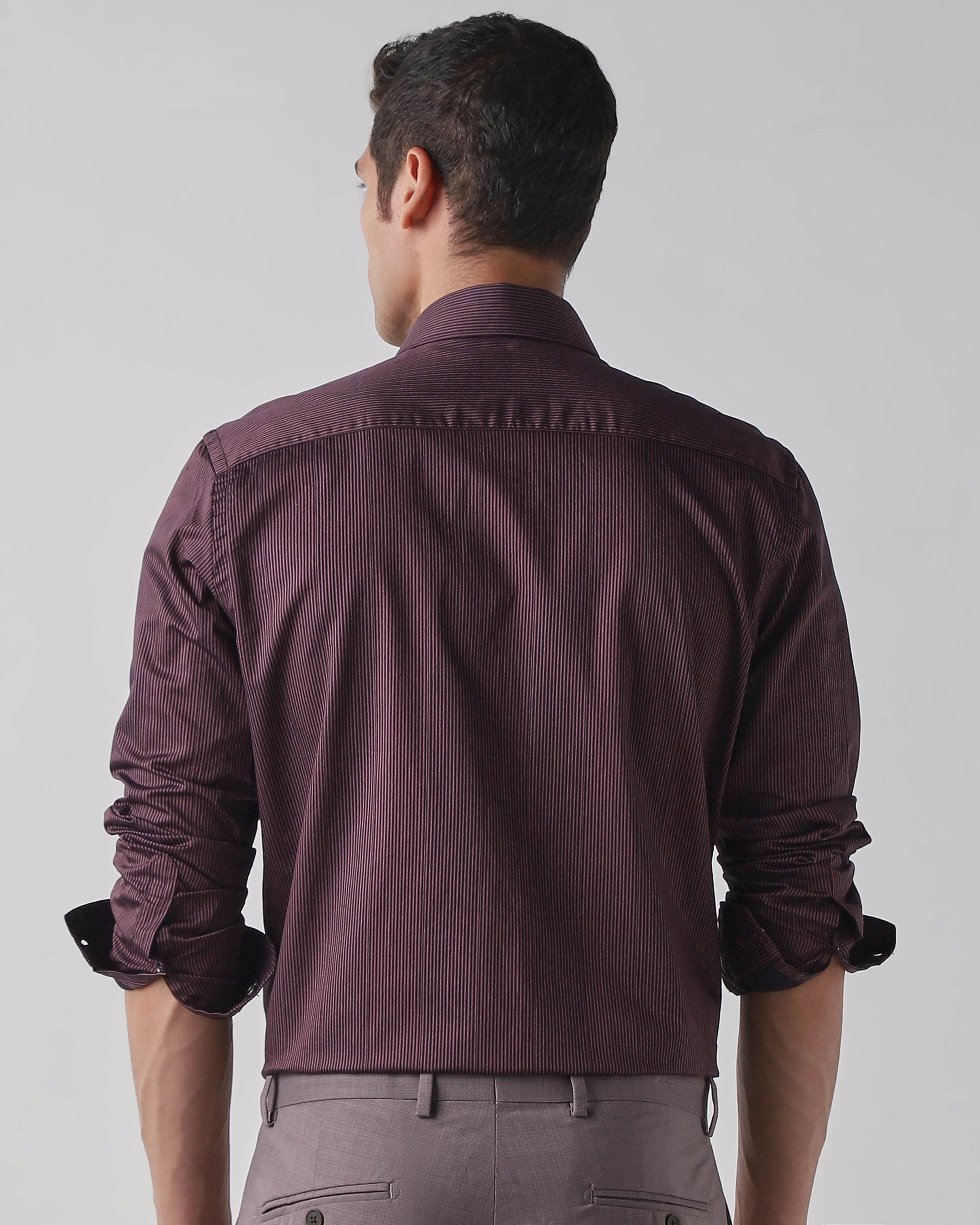 Burgundy 100% Cotton Regular Fit Shirt