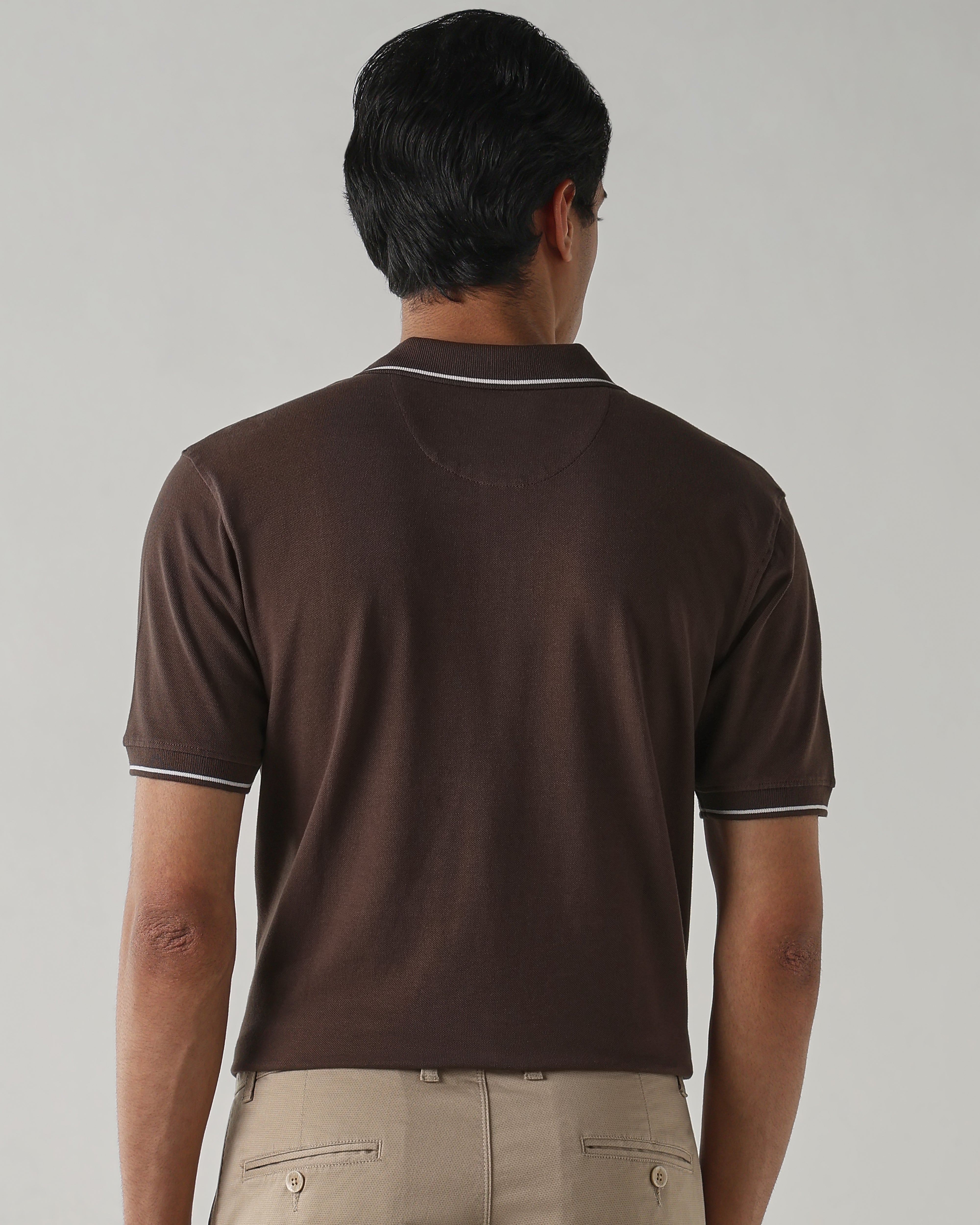Men Regular Fit T-Shirt Chocolate Brown