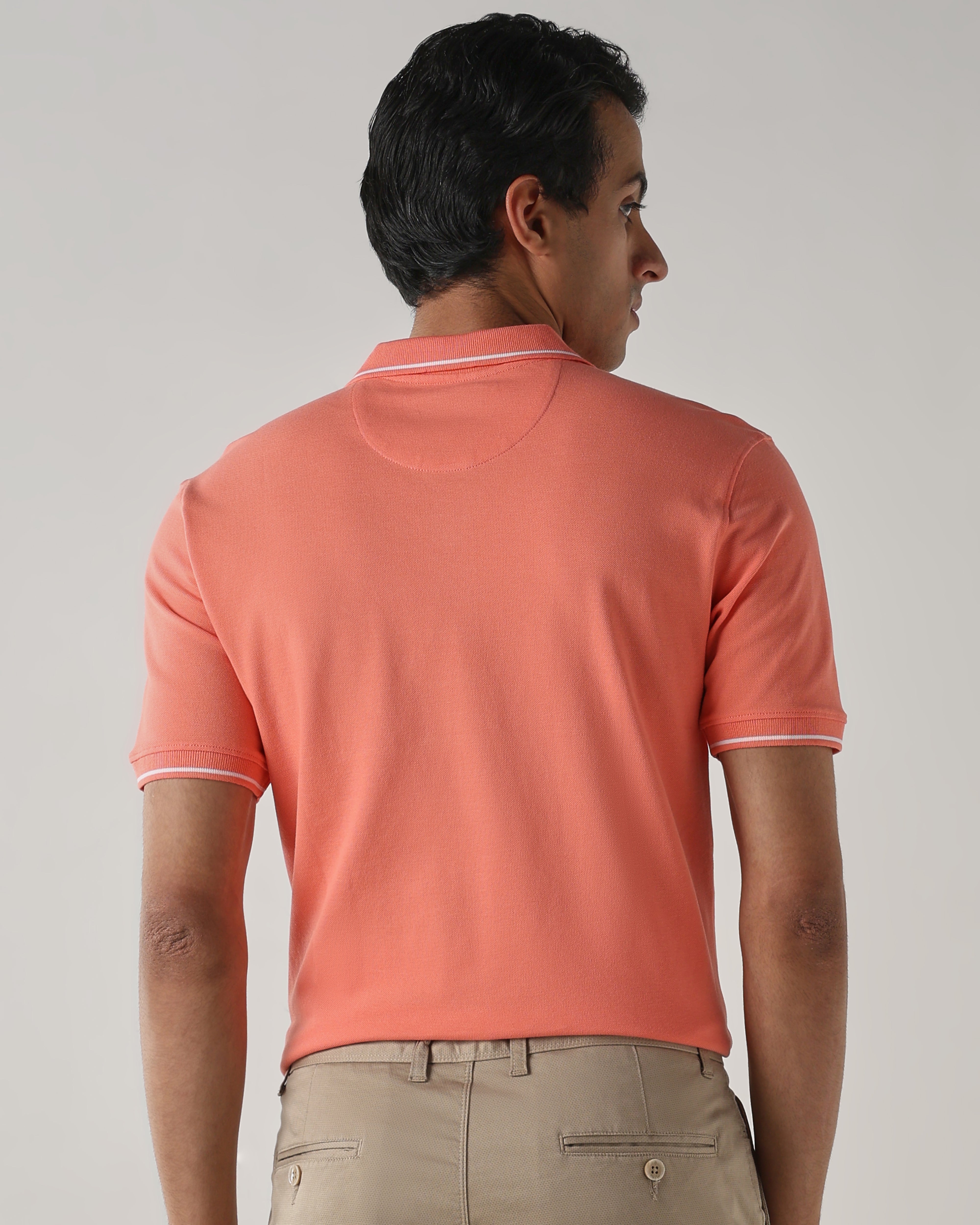 Men Regular Fit T-Shirt Peach Pink