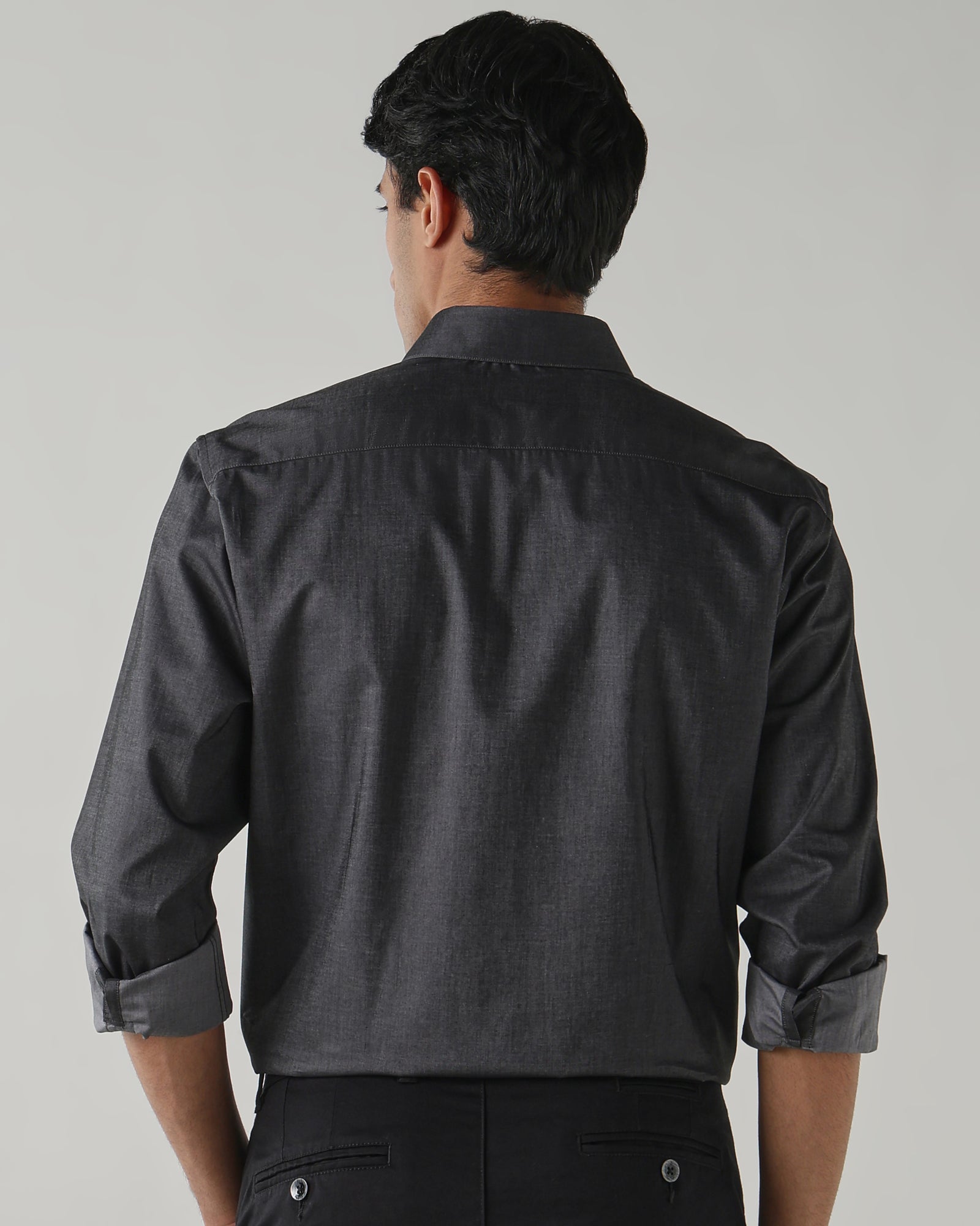 Men Regular Fit Shirt Dark Grey