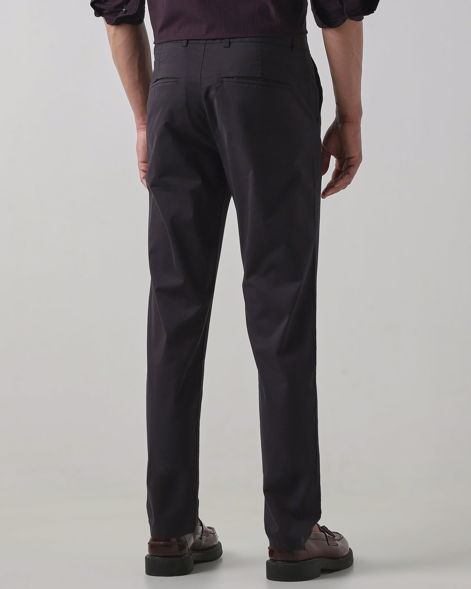 Black Cotton Stretch Regular Fit Trouser