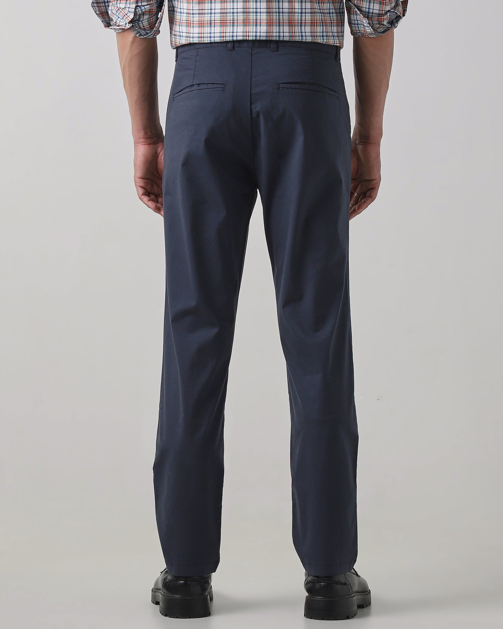 Navy Cotton Stretch Regular Fit Trouser