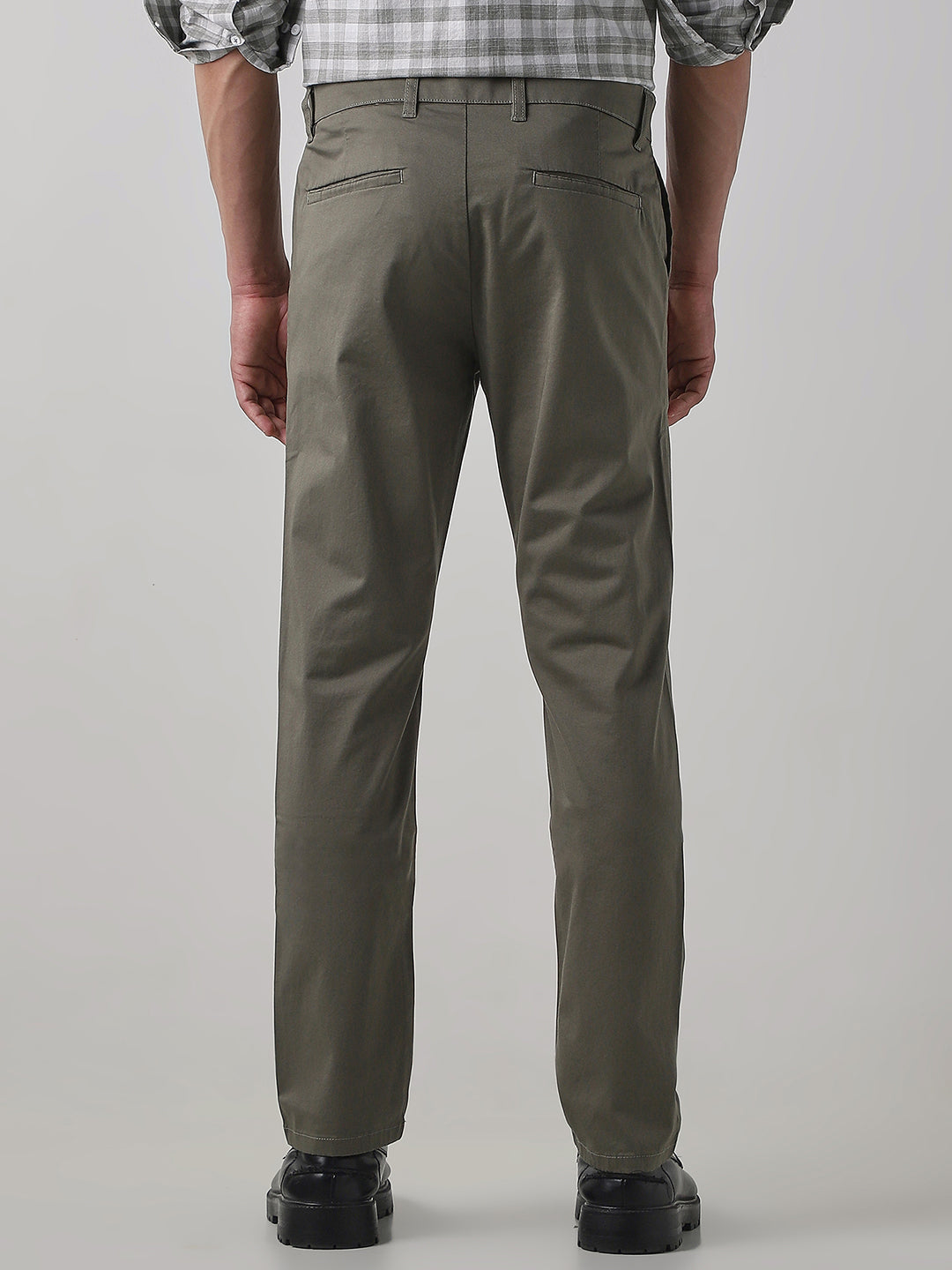 Olive Cotton Stretch Regular Fit Trouser