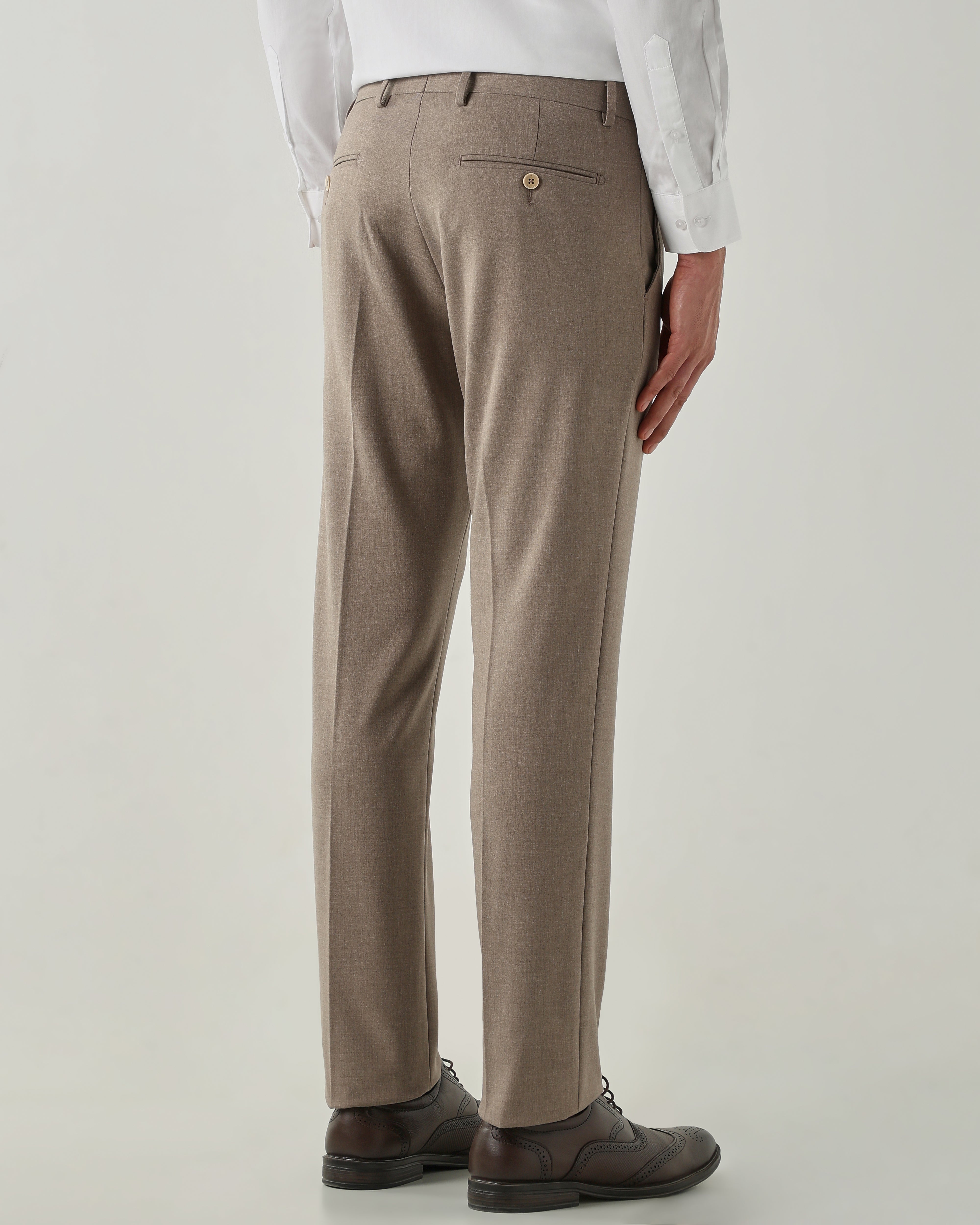 Men Tailor Fit Trousers Brown Mel