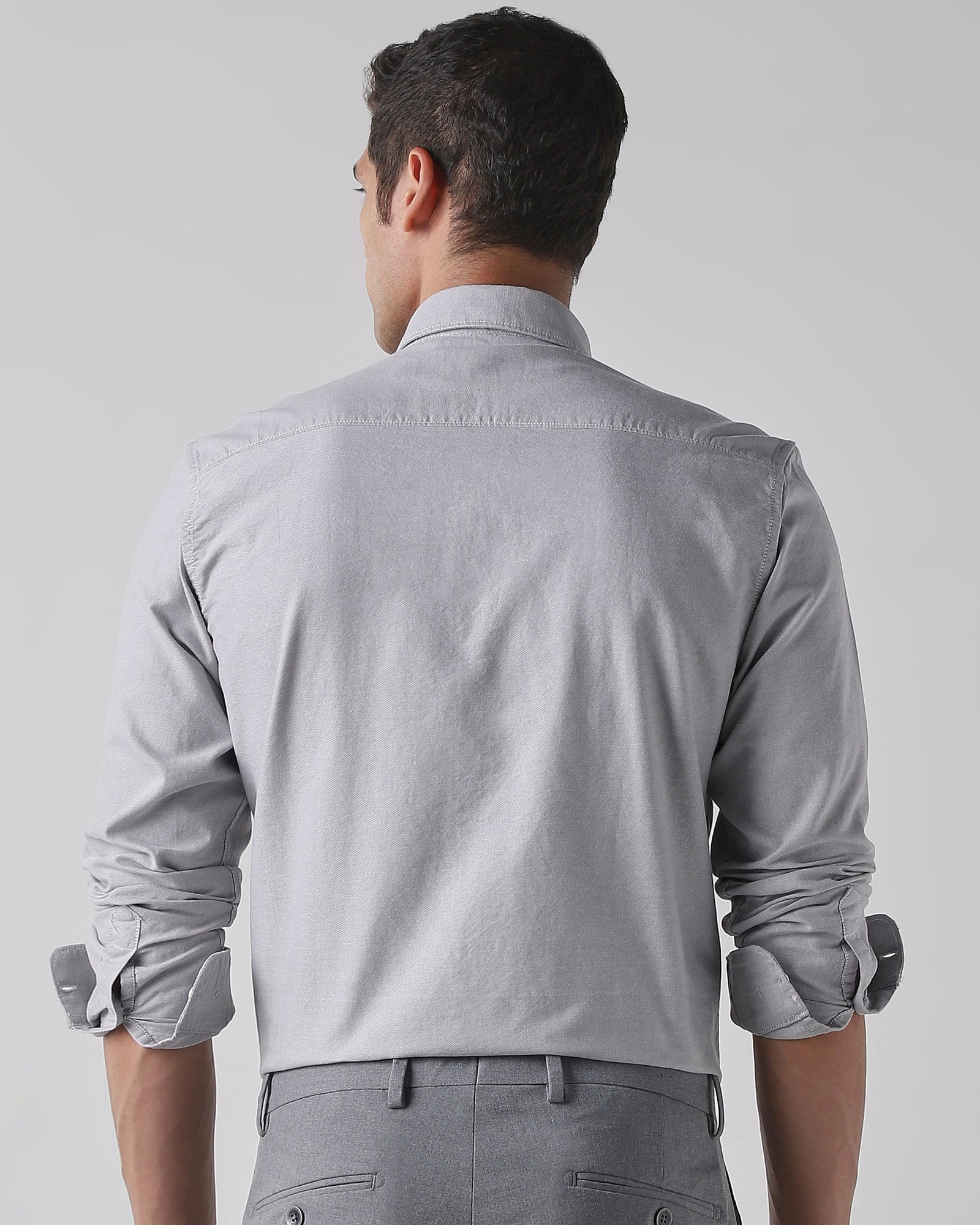 Grey 100% Cotton Regular Fit Shirt