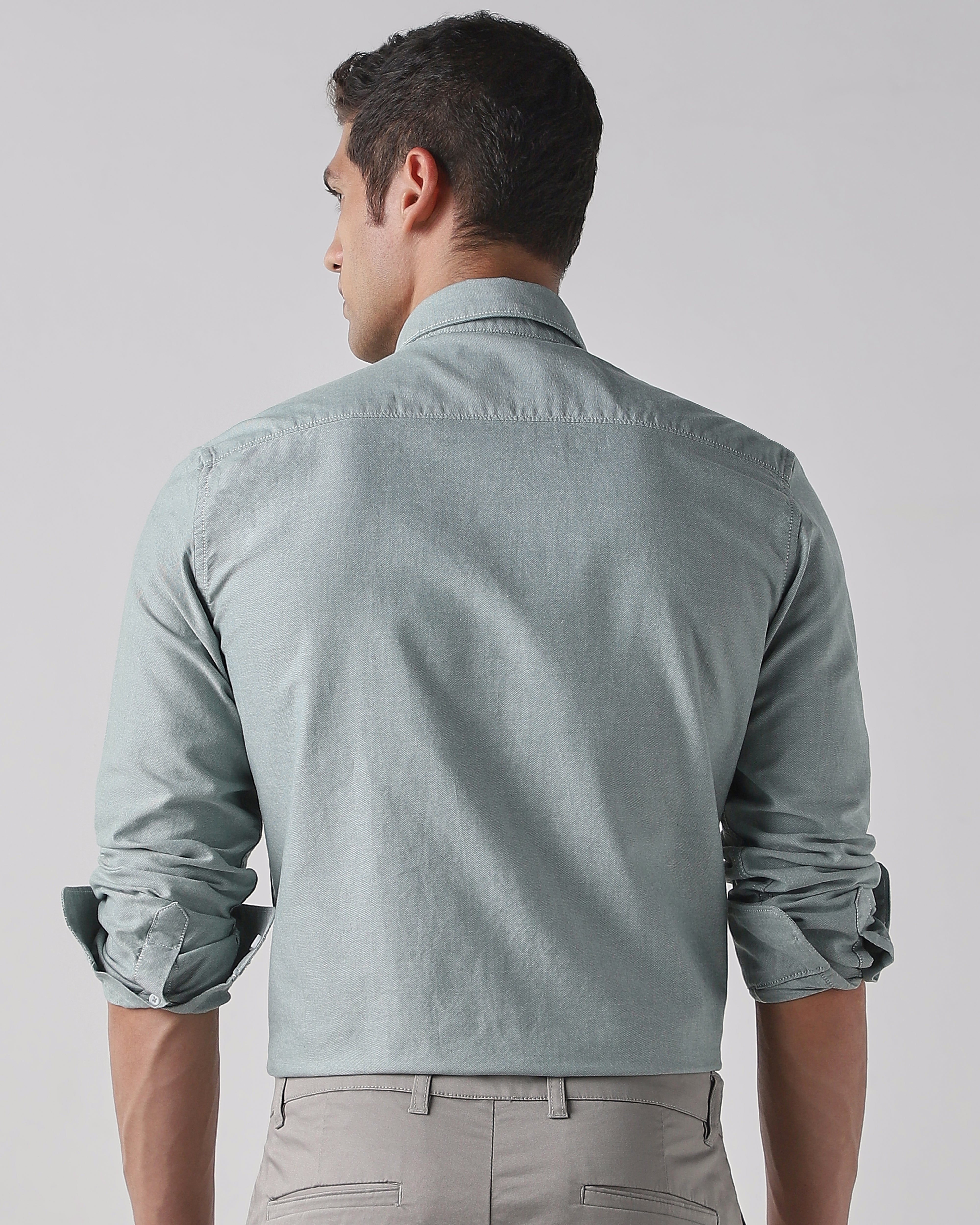 Olive 100% Cotton Regular Fit Shirt