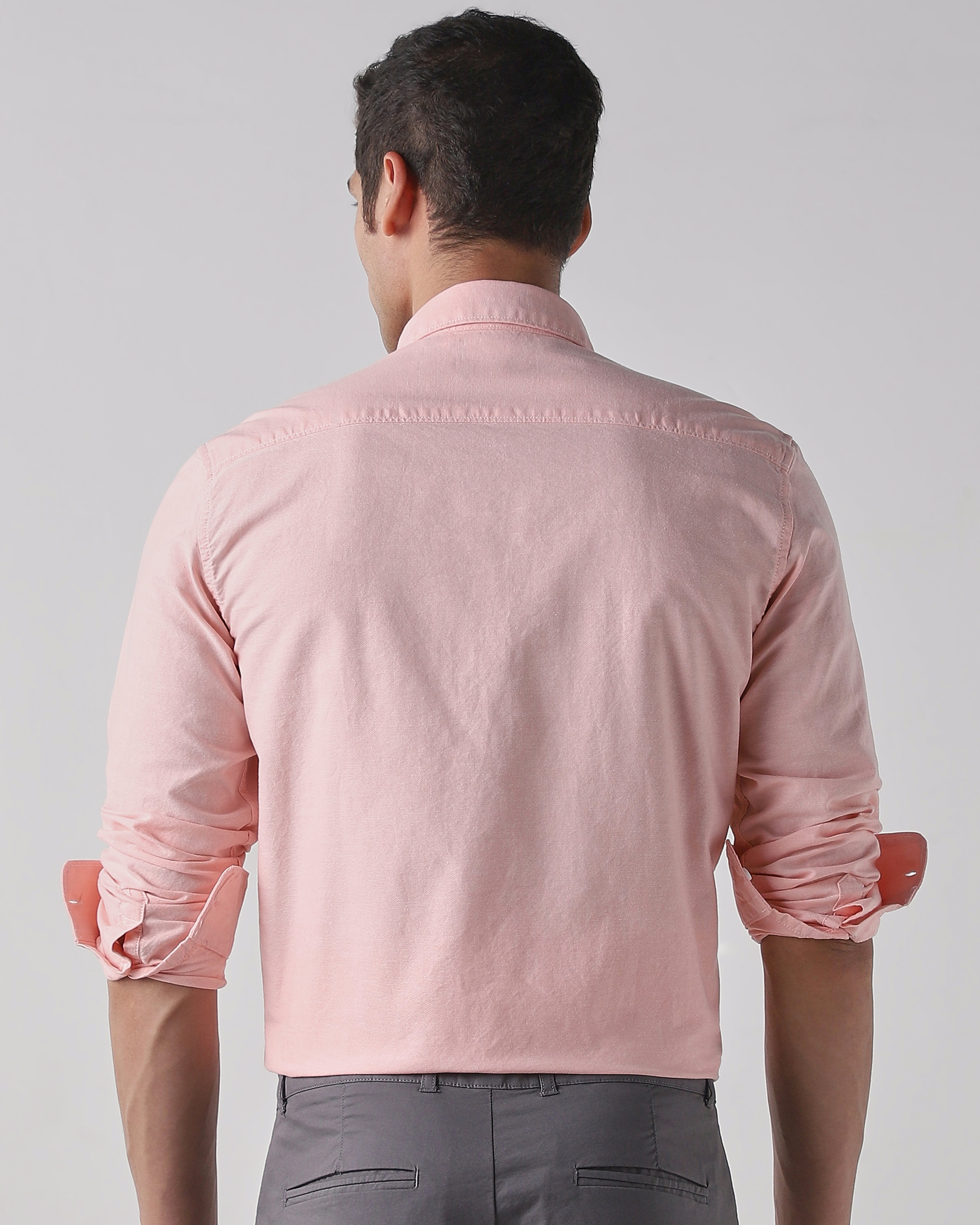 Peach 100% Cotton Regular Fit Shirt