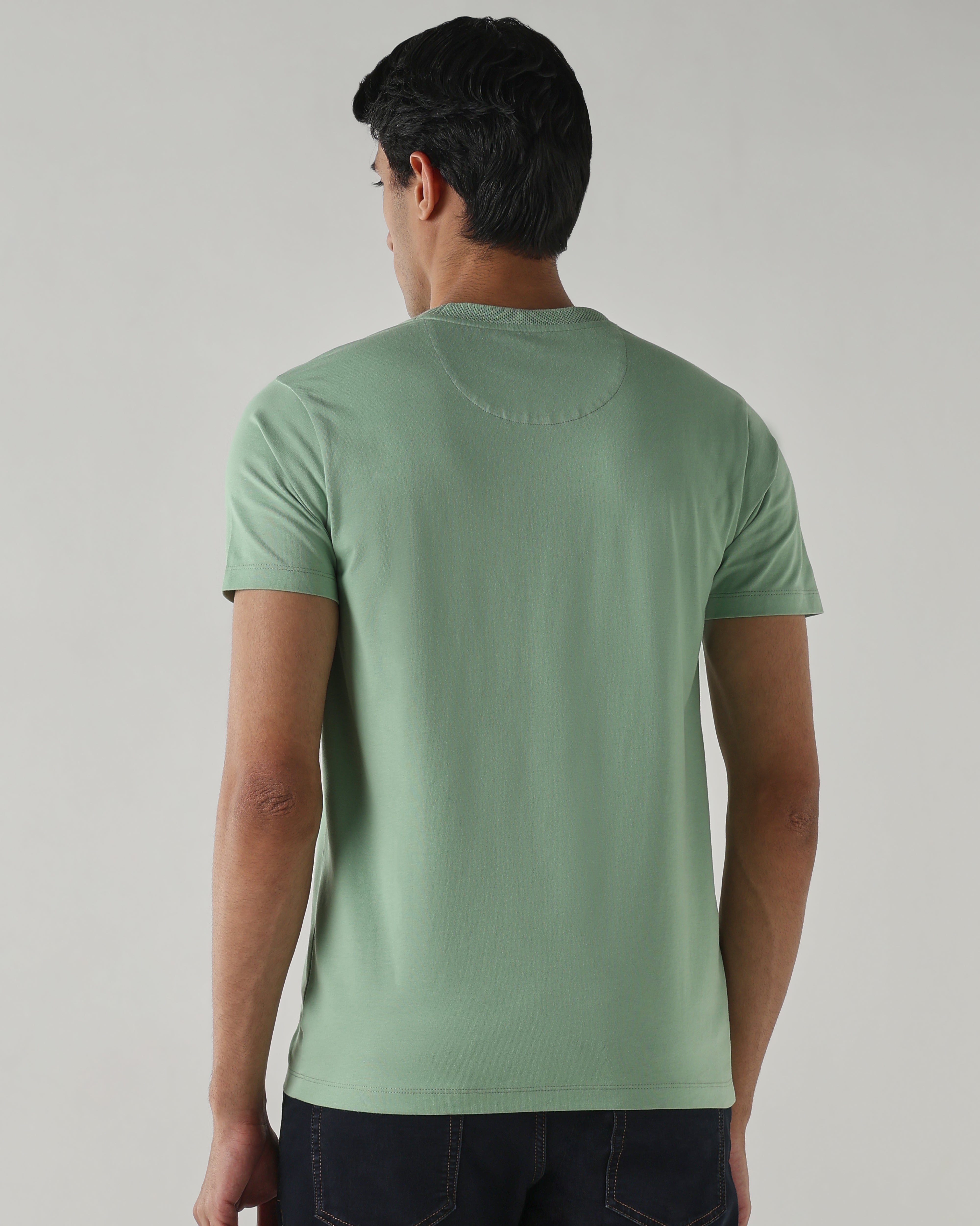 Men Regular Fit T-Shirt Fair Green