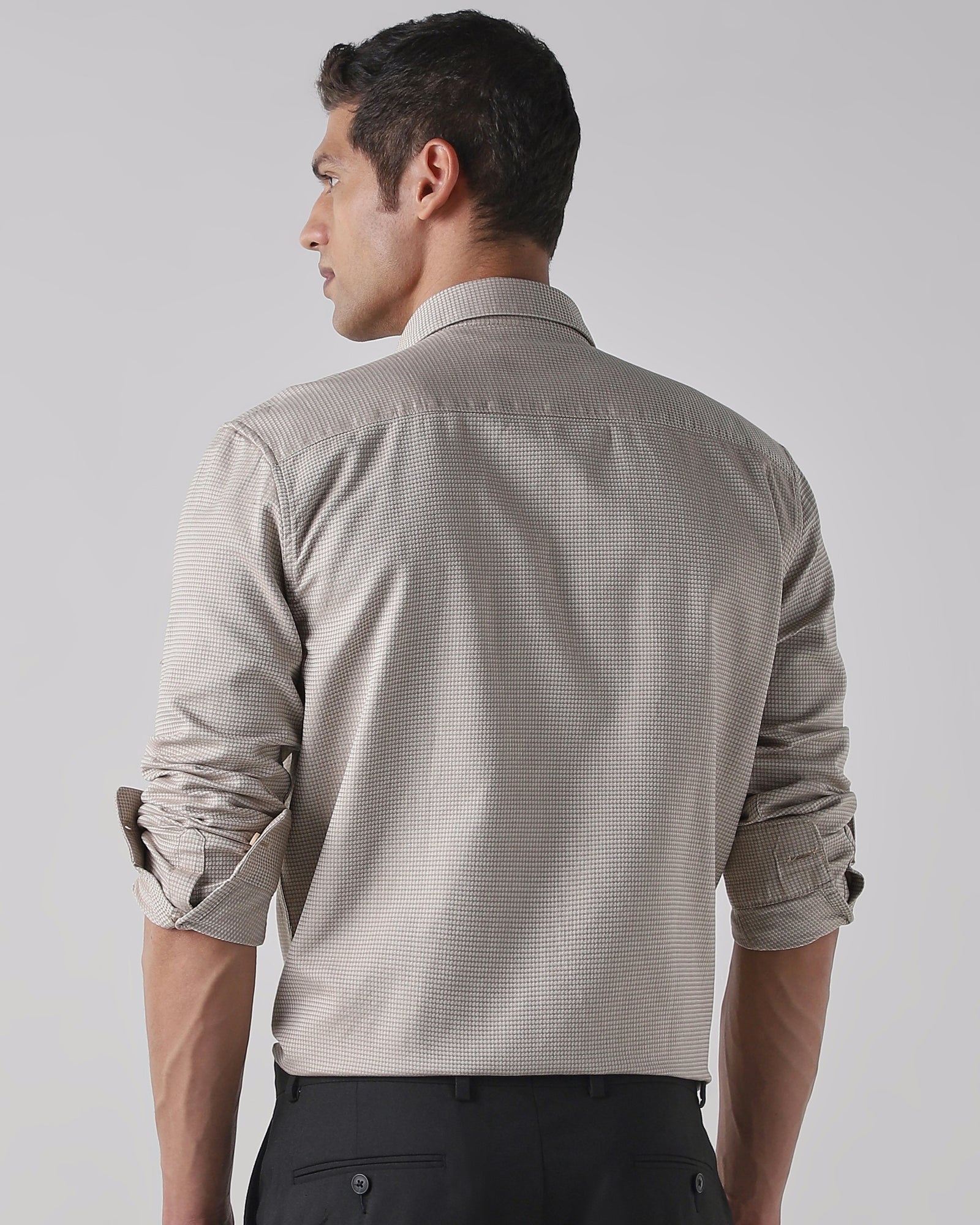 Beige 100% COTTON Regular Fit Shirt