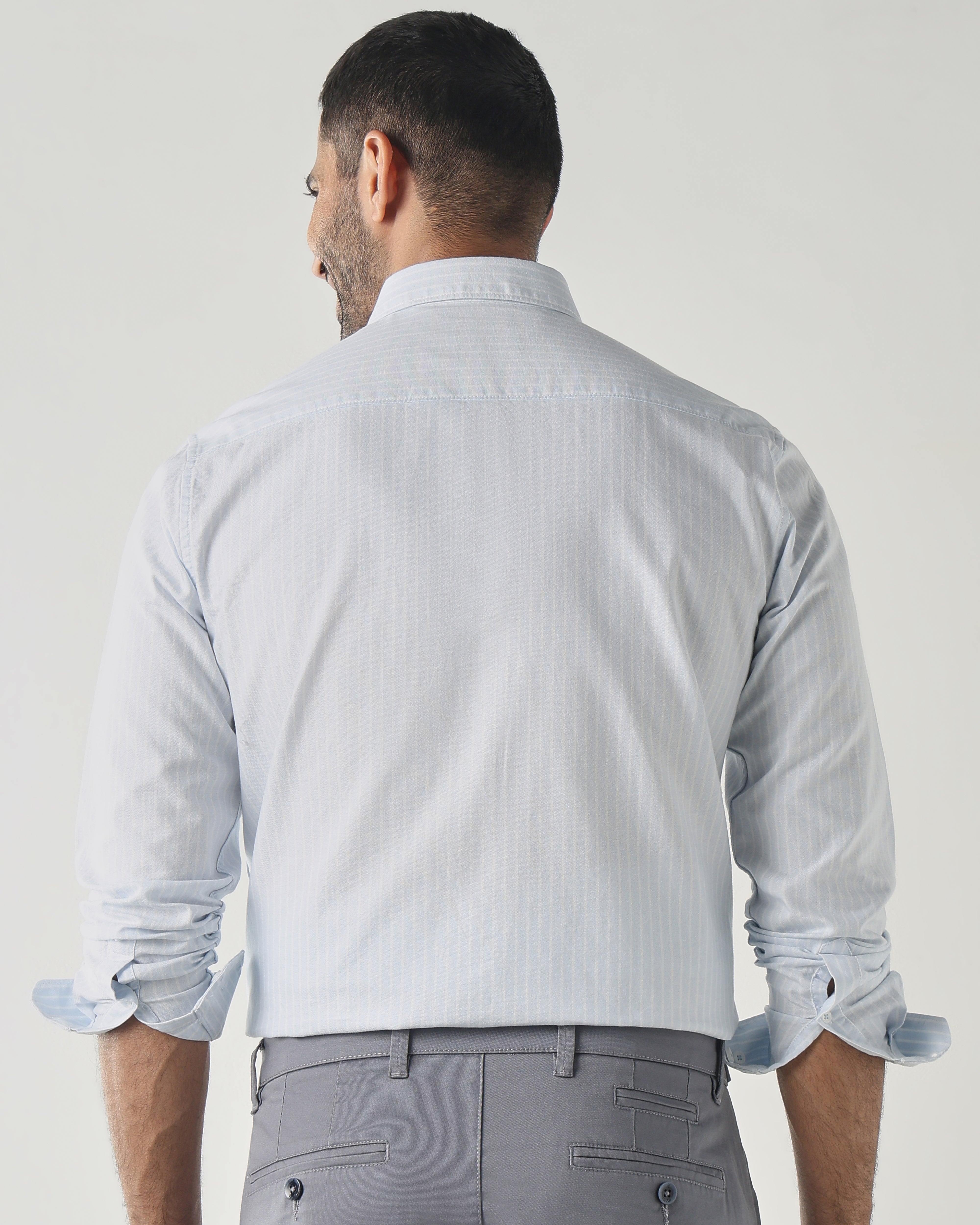 White/Beige Slim fit Smart Casual Shirts