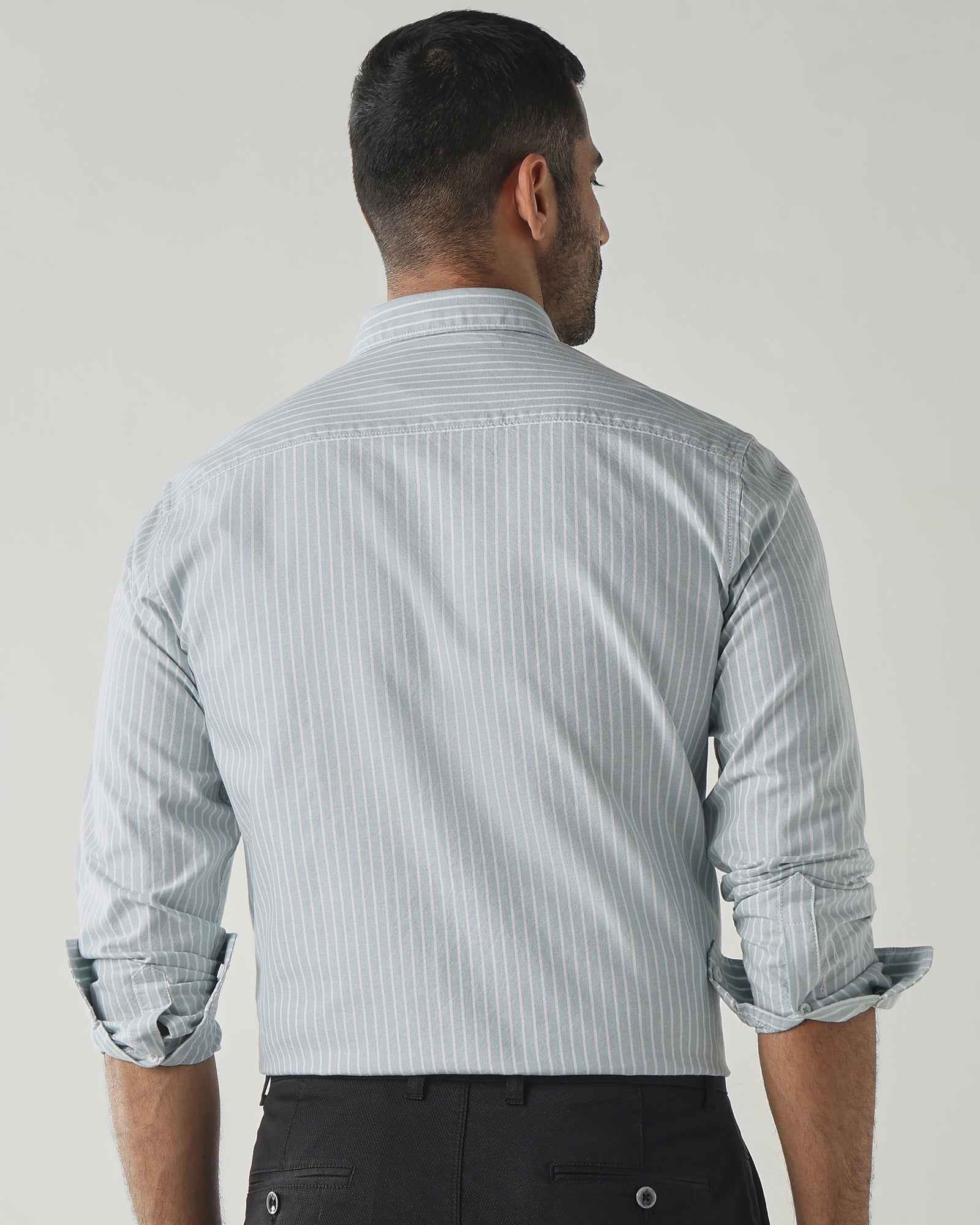 White/Tangerine Slim fit Smart Casual Shirts