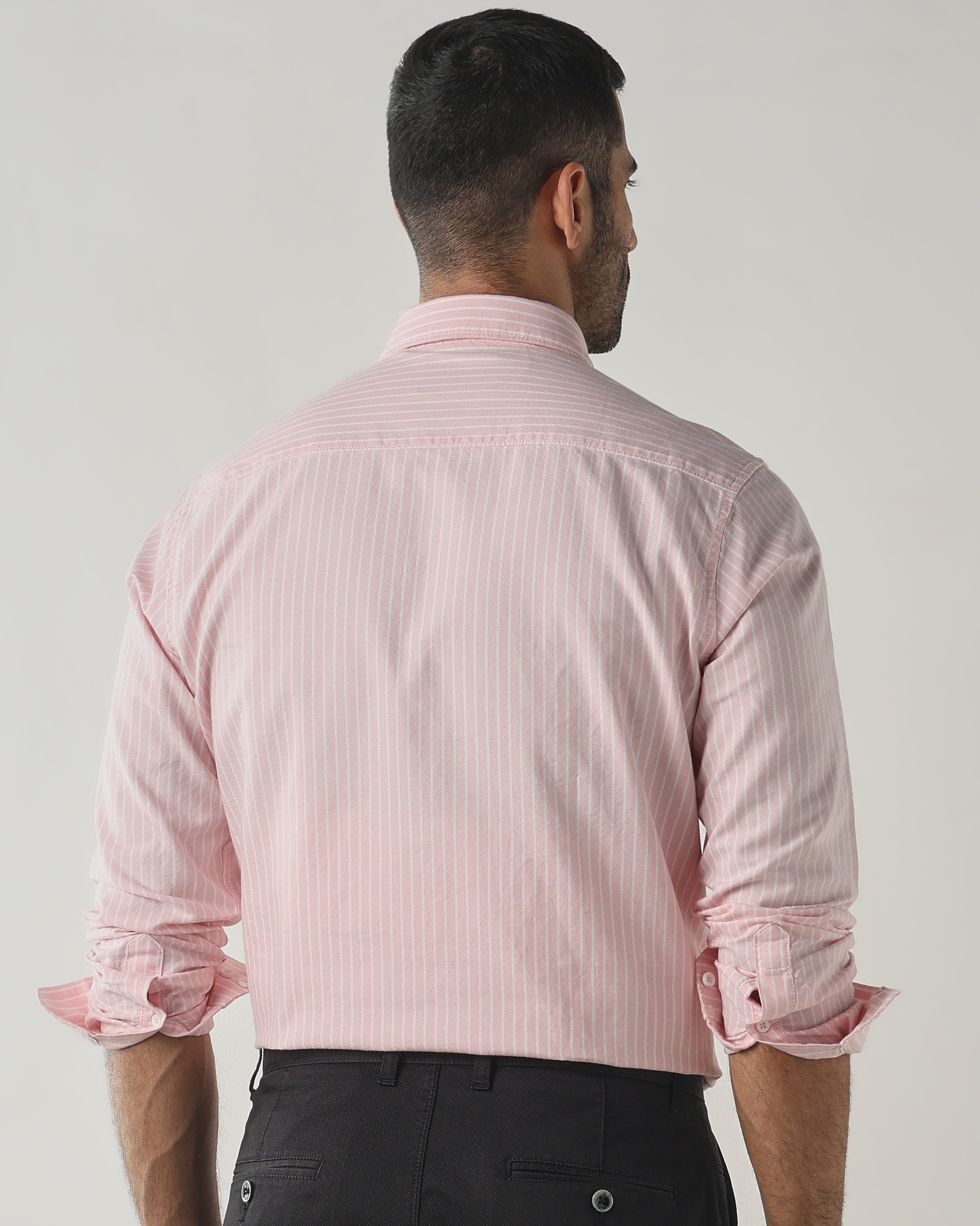 White/Pink Slim fit Smart Casual Shirts