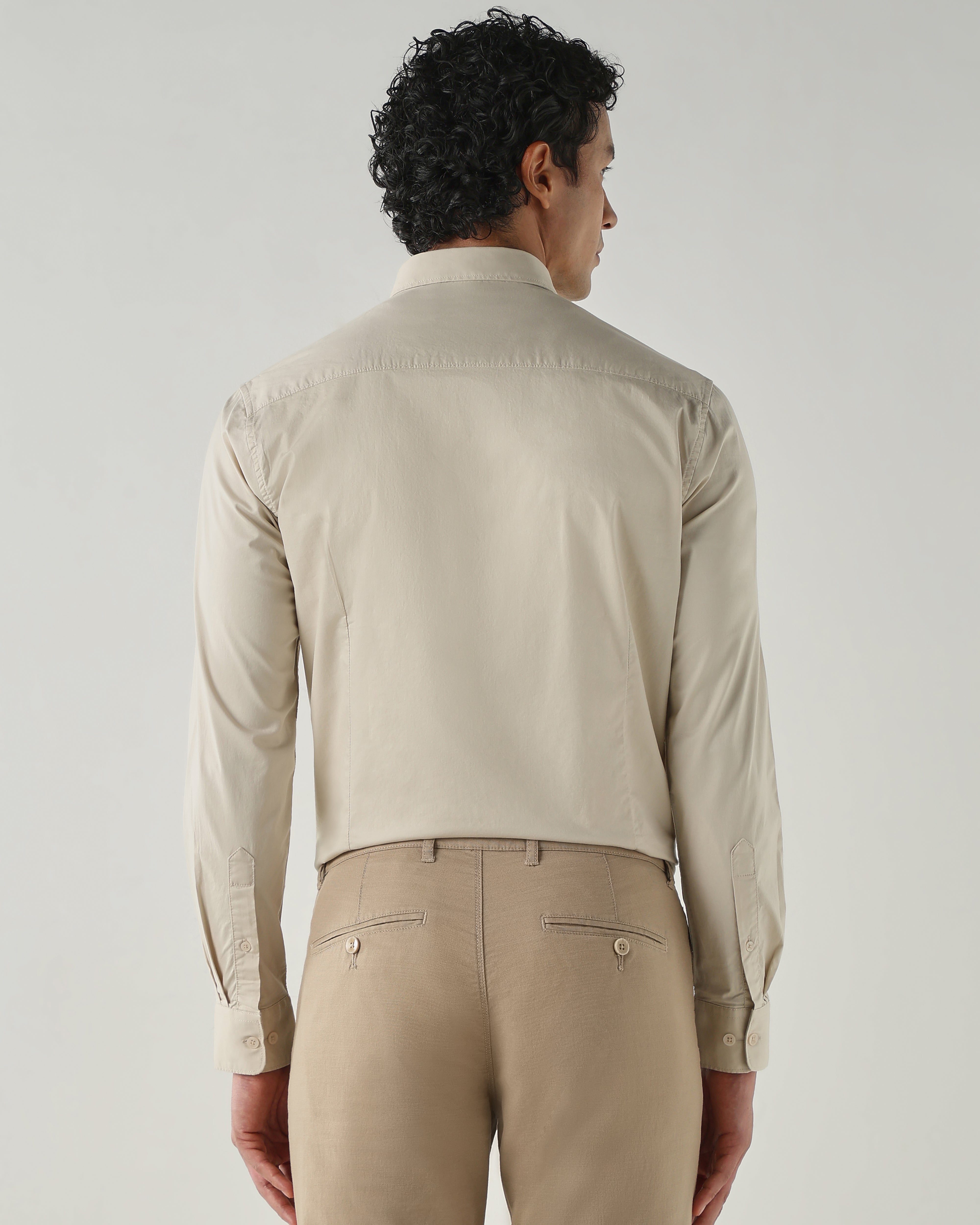 Men Slim Fit Shirts Cream