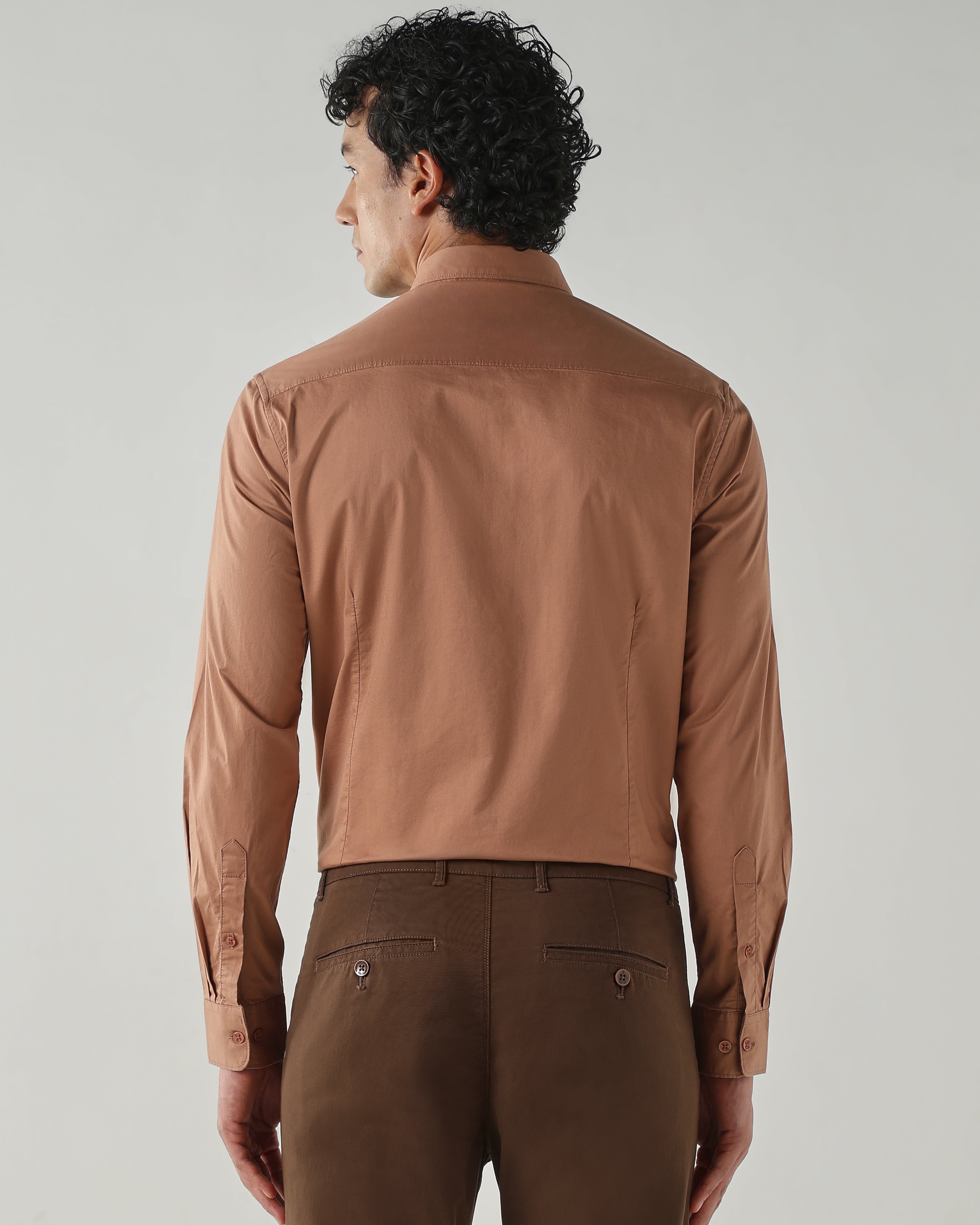 Men Slim Fit Shirts Mud Peach