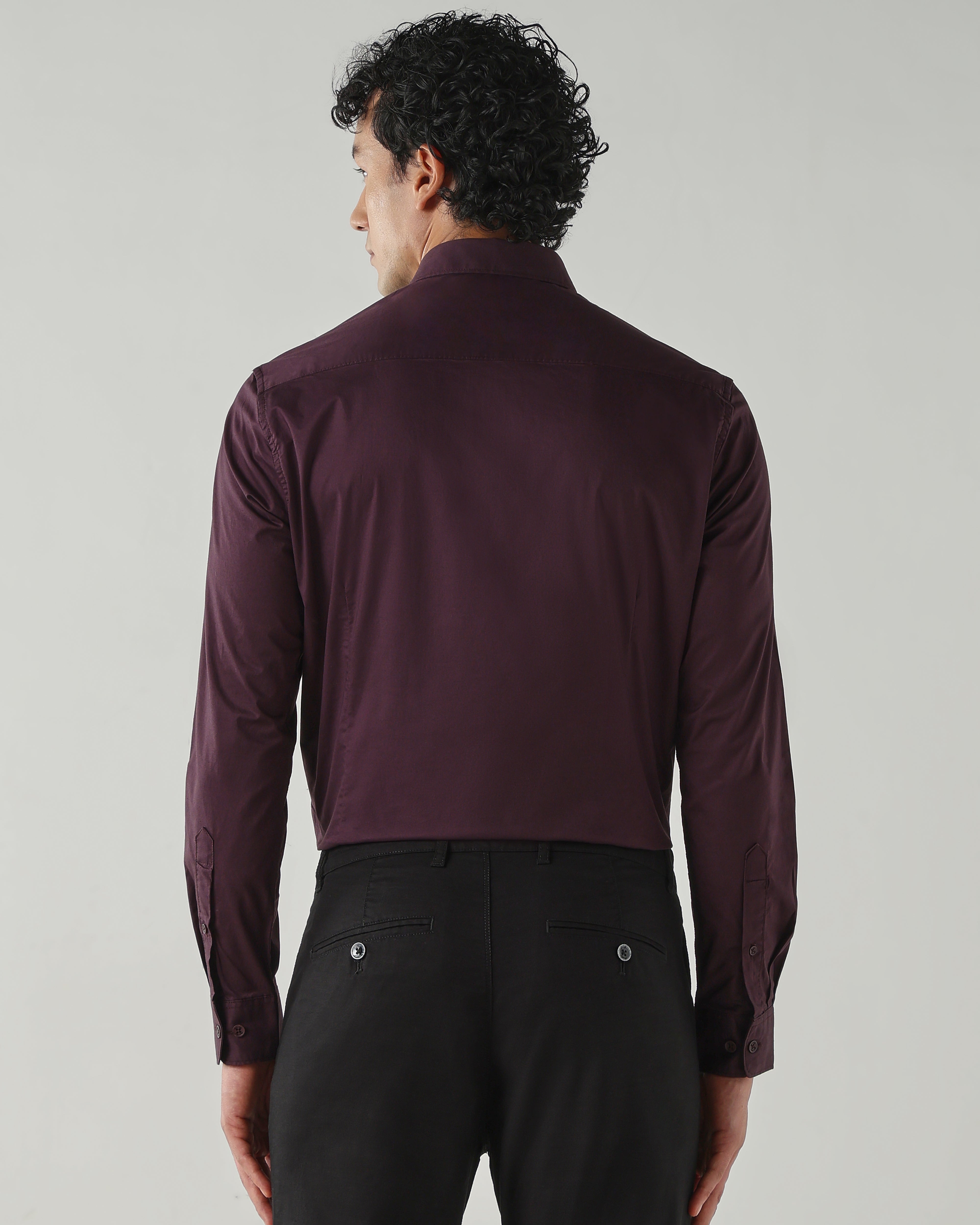 Men Slim Fit Shirts Wine
