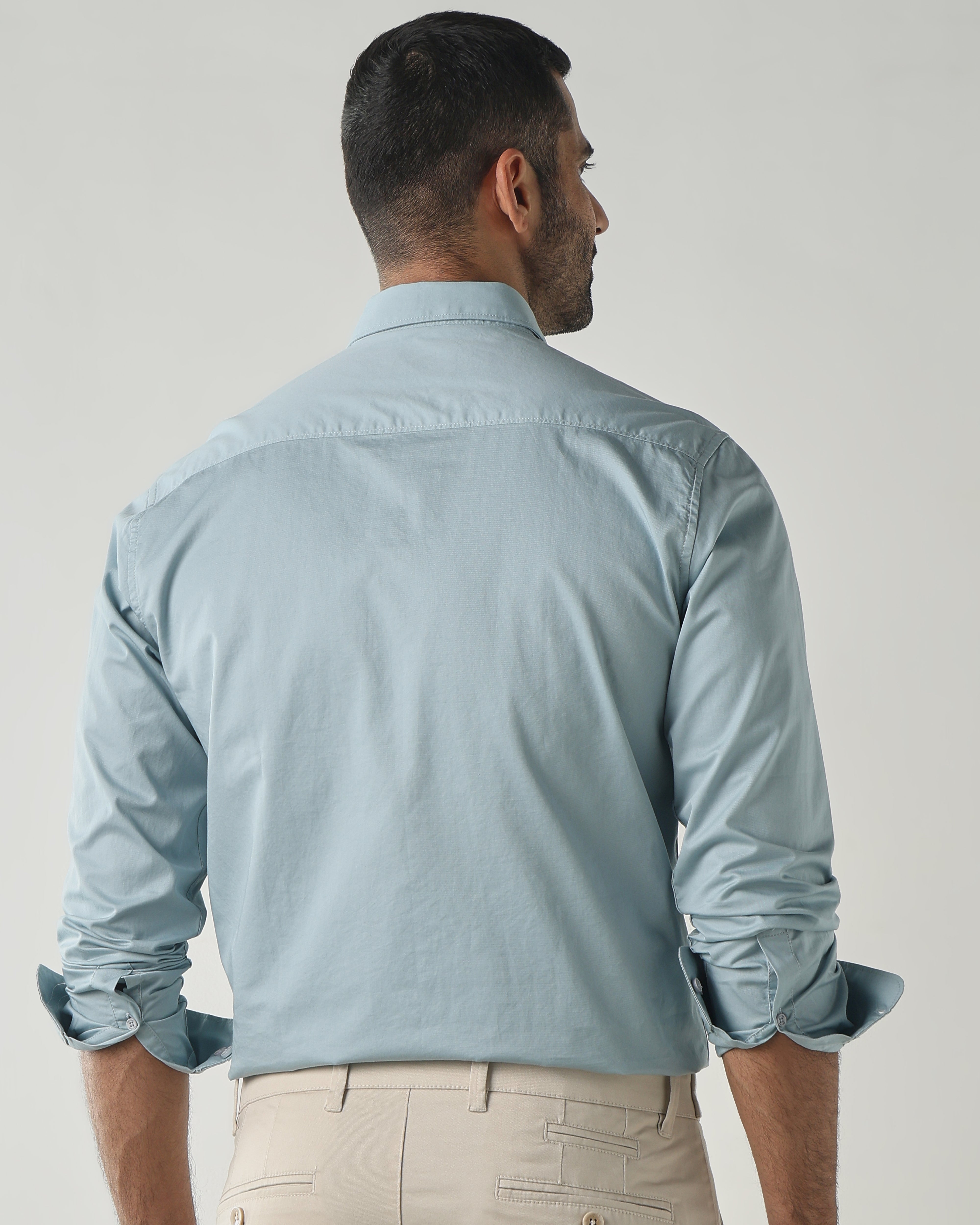 Blue Slim fit Smart Casual Shirts