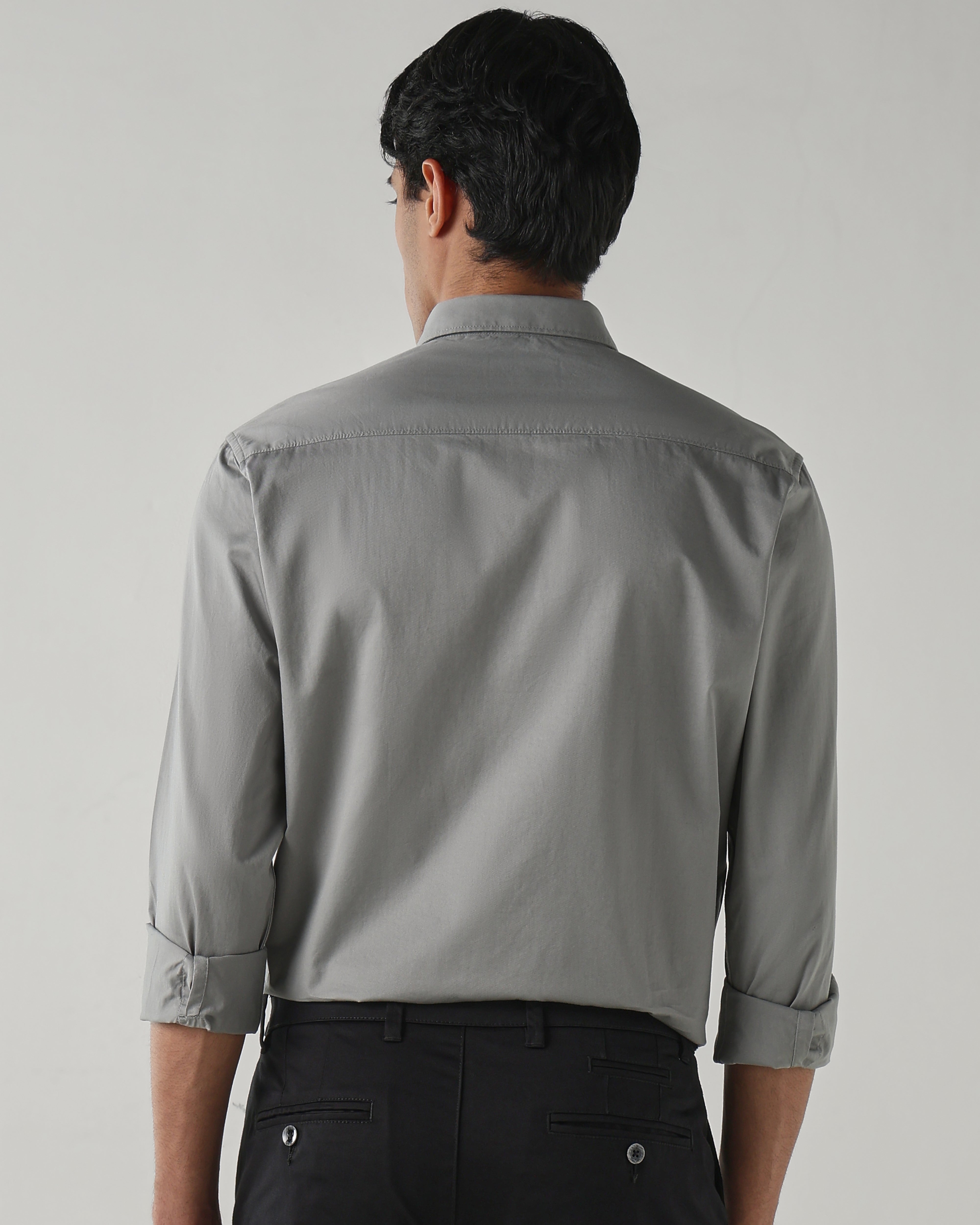 Men Slim Fit Shirt Grey