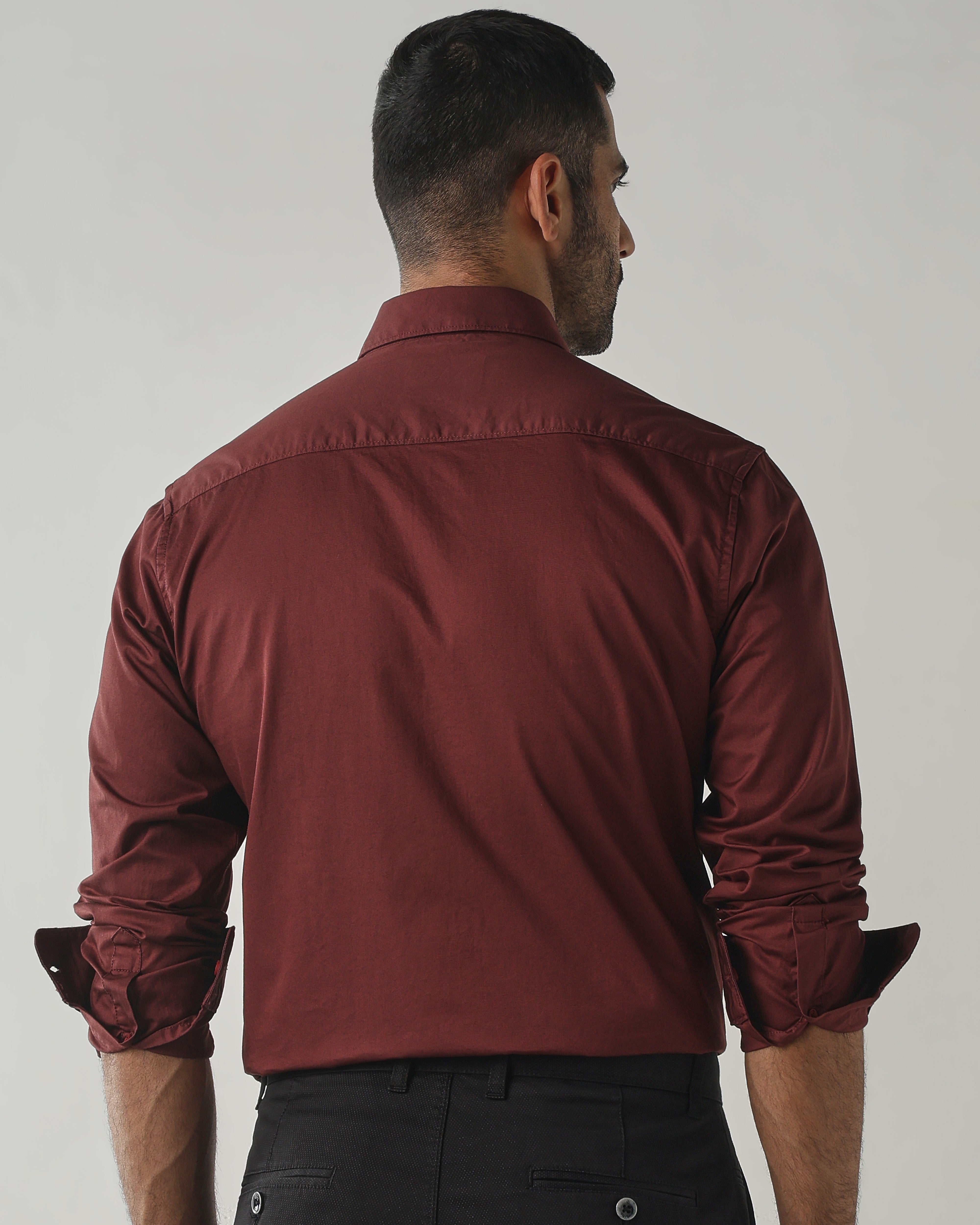 Rust Slim fit Smart Casual Shirts