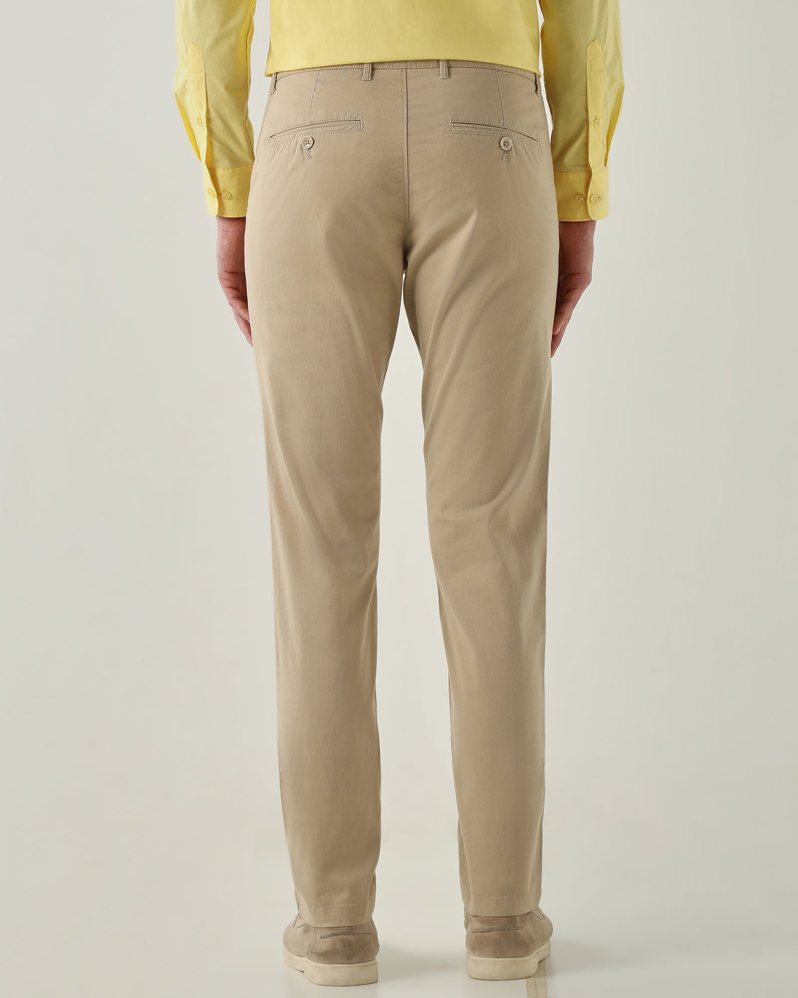 Men Regular Fit Trousers Beige
