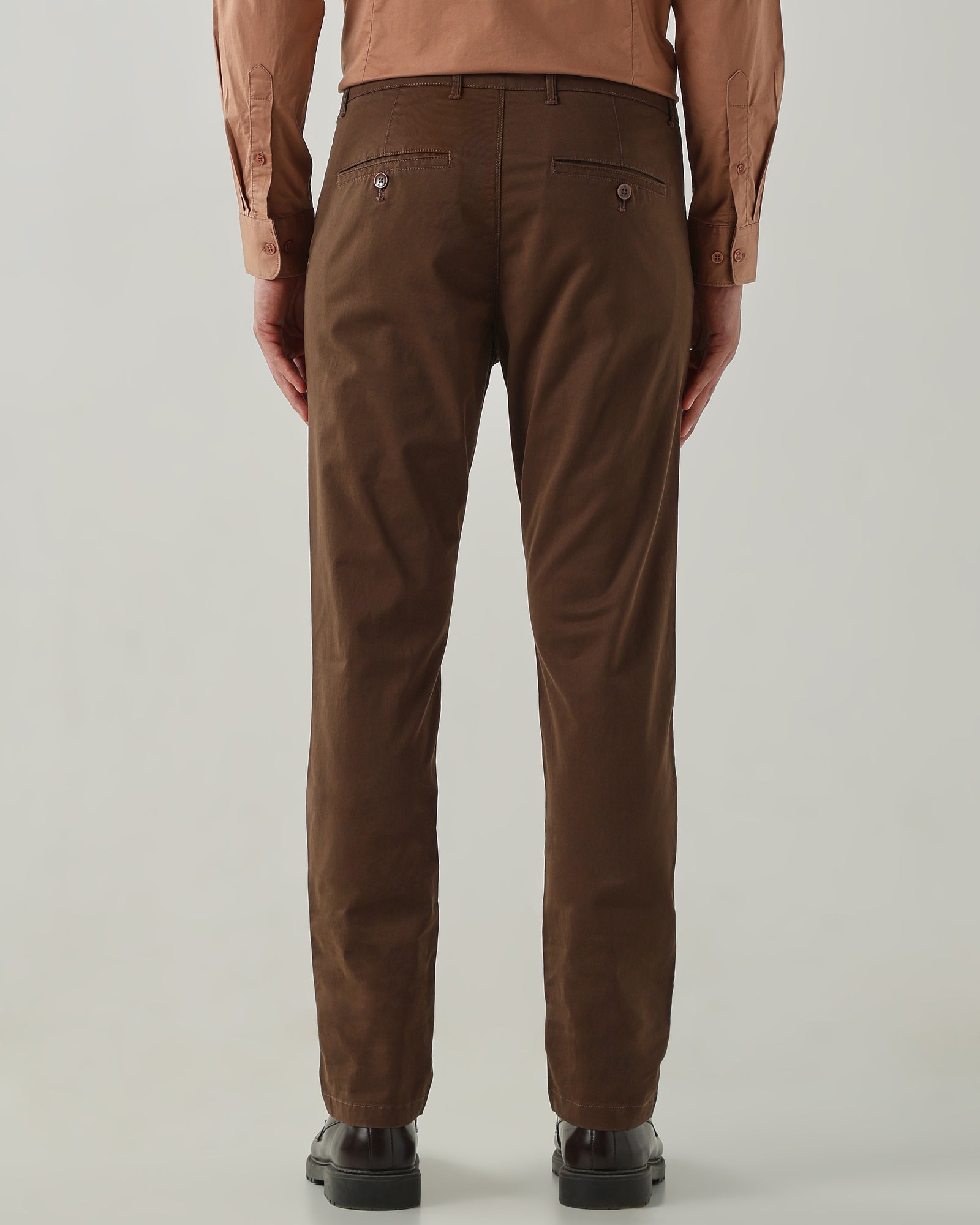 Men Regular Fit Trousers Brown