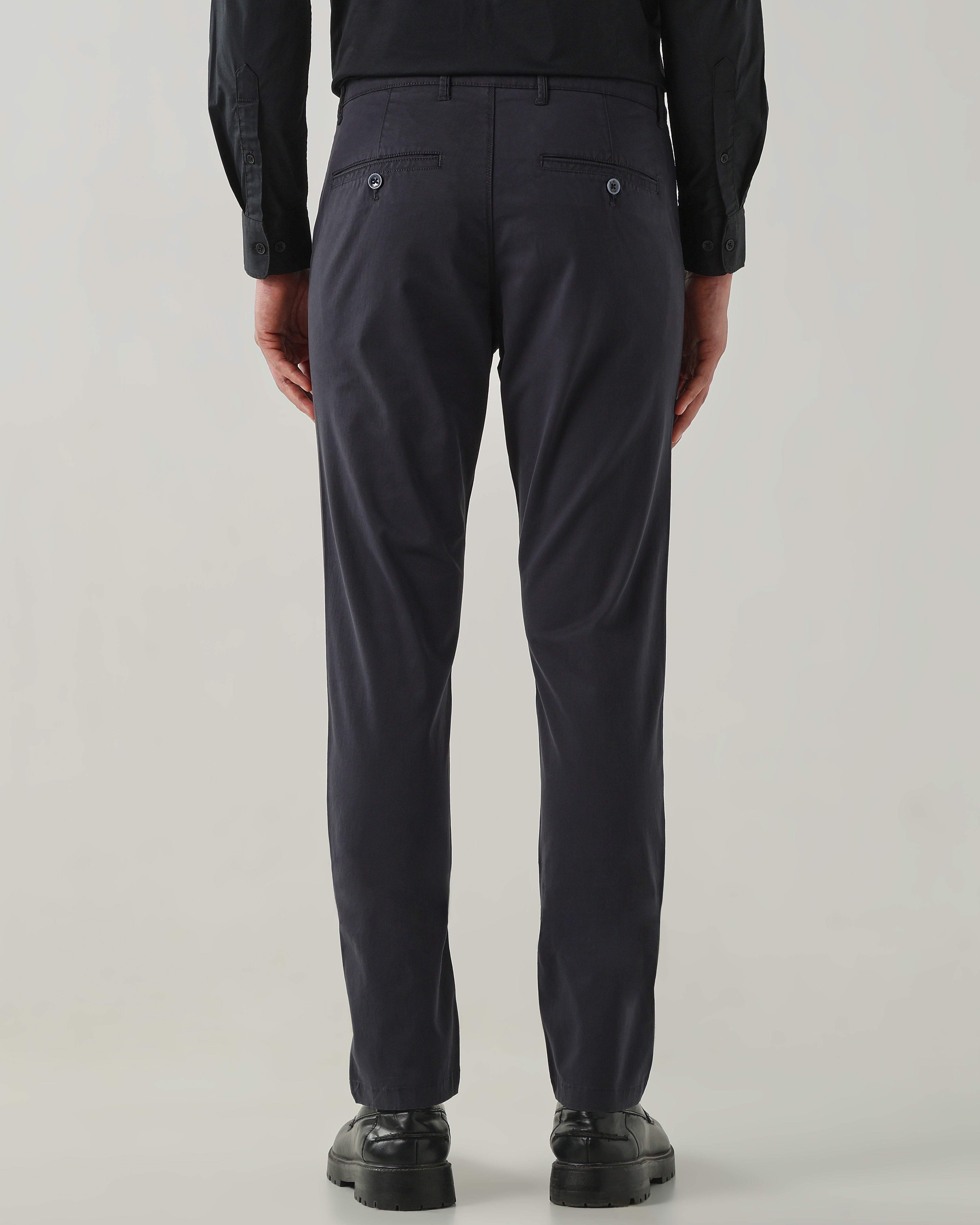 Men Regular Fit Trousers Navy