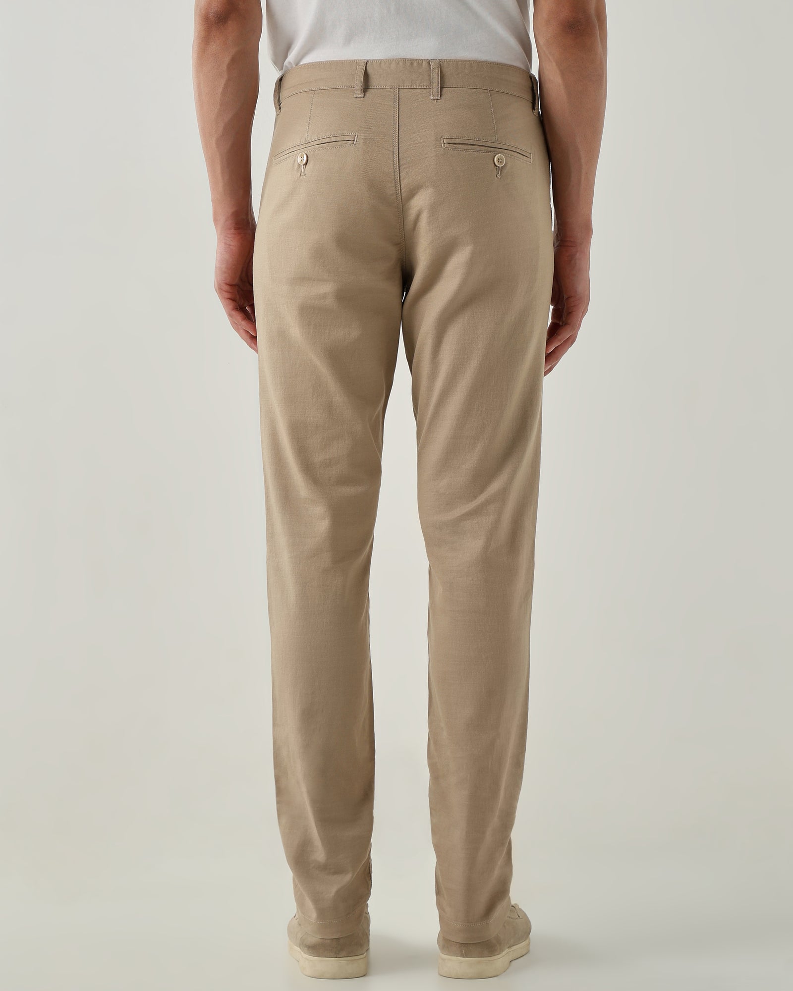 Men Regular Fit Trousers Beige