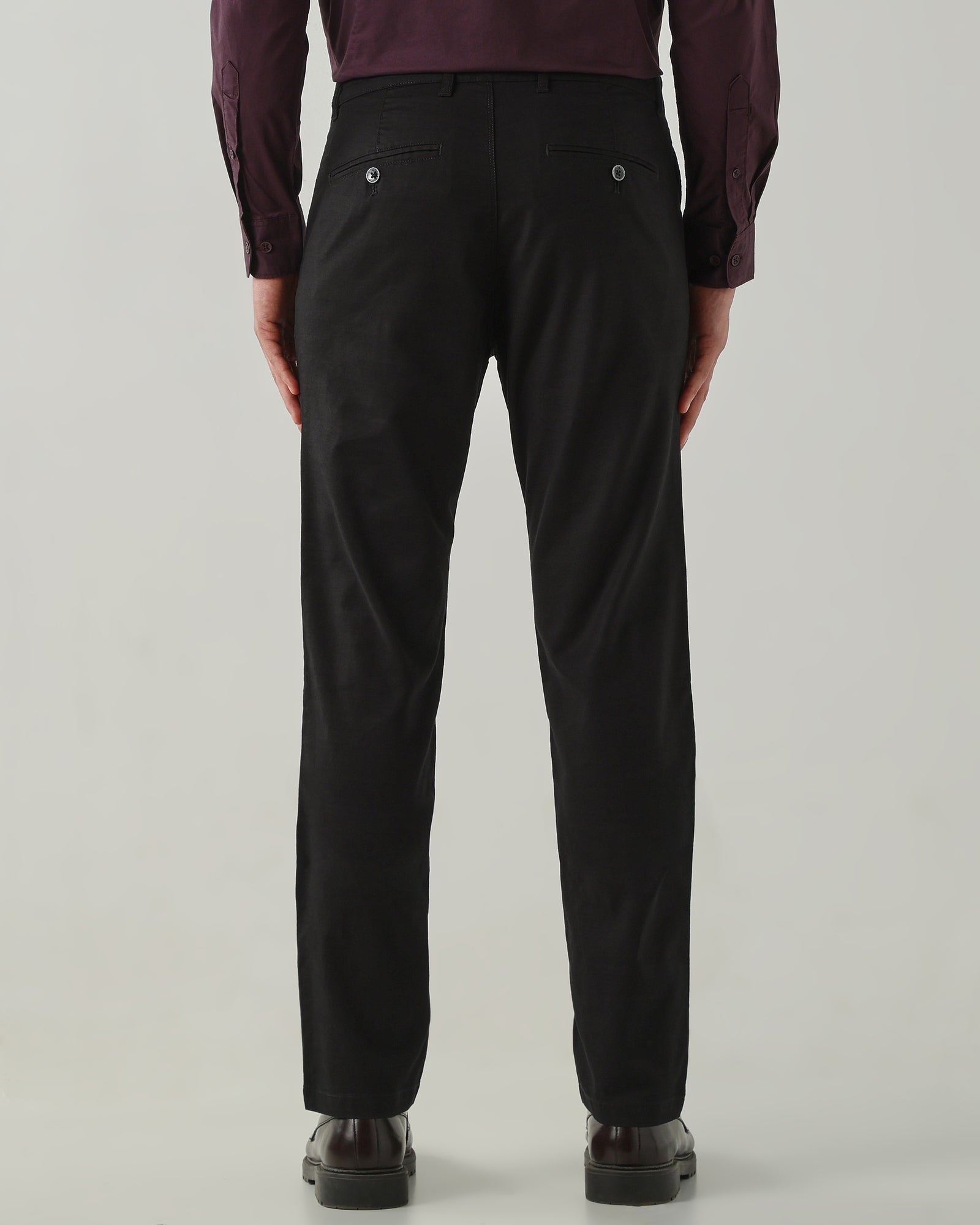 Men Regular Fit Trousers Black