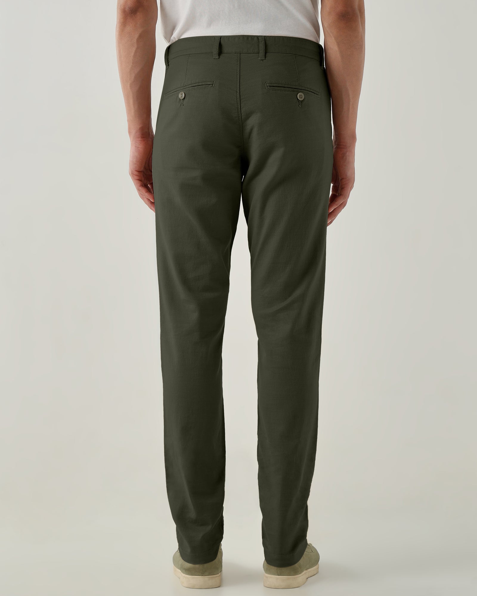 Men Regular Fit Trousers Olive