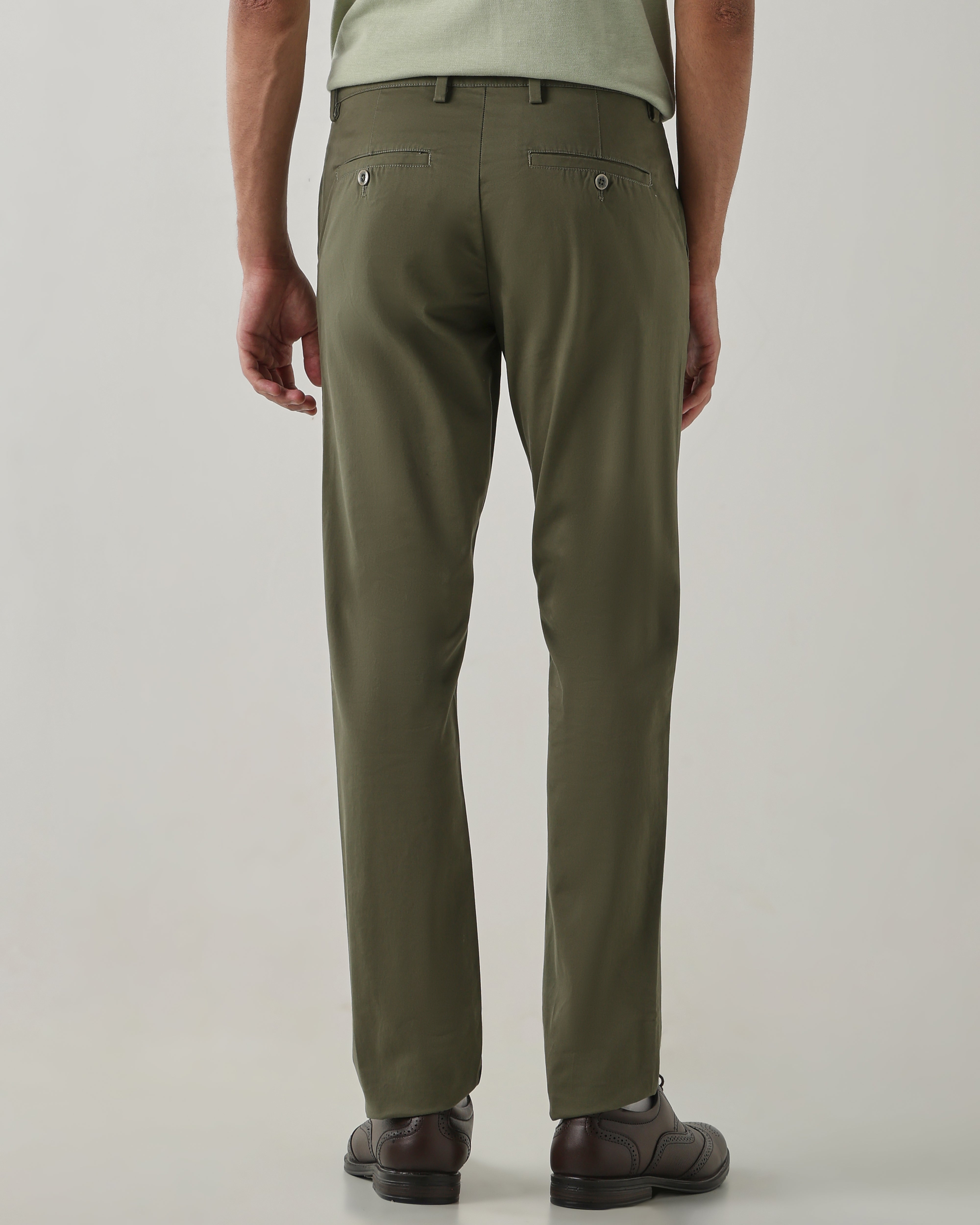 Men Regular Fit Trouser Olive