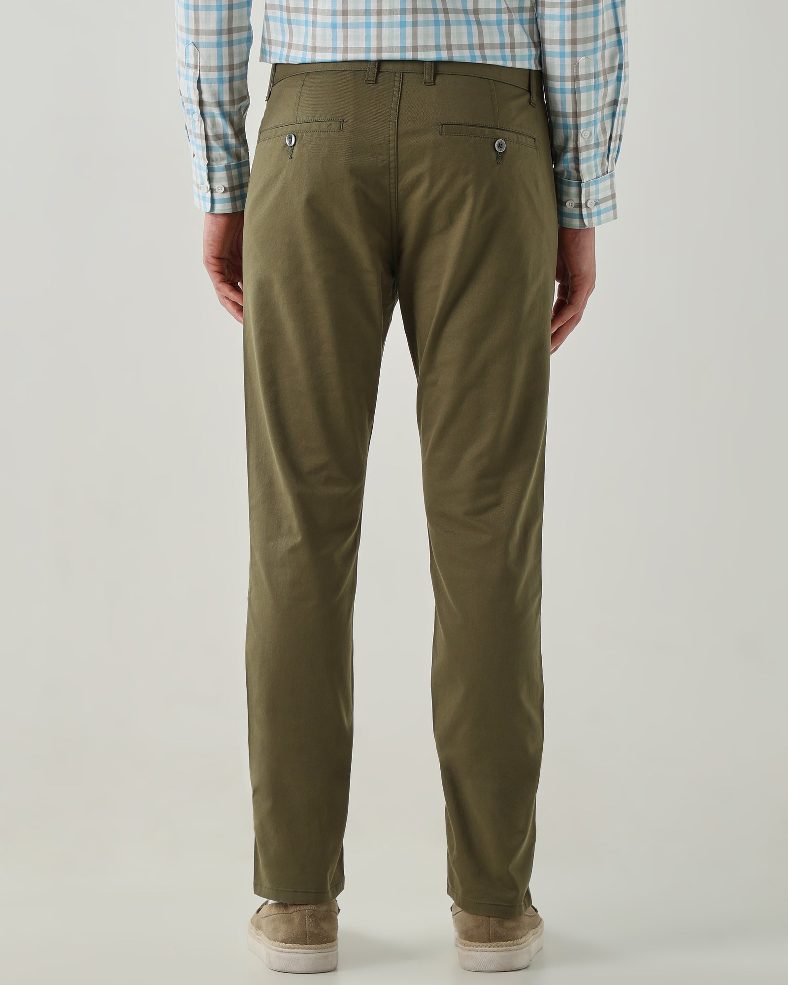 Men Regular Fit Trousers Olive