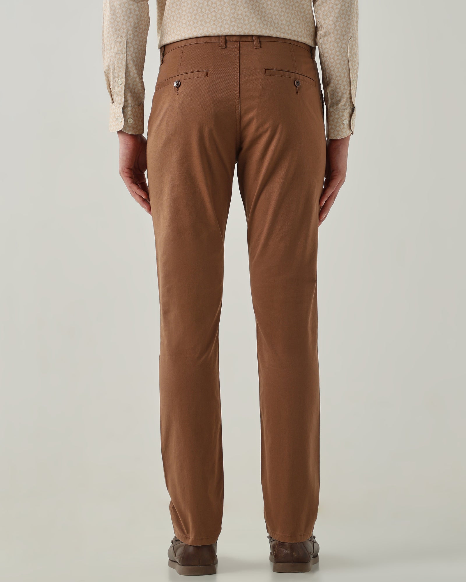 Men Regular Fit Trousers Rust