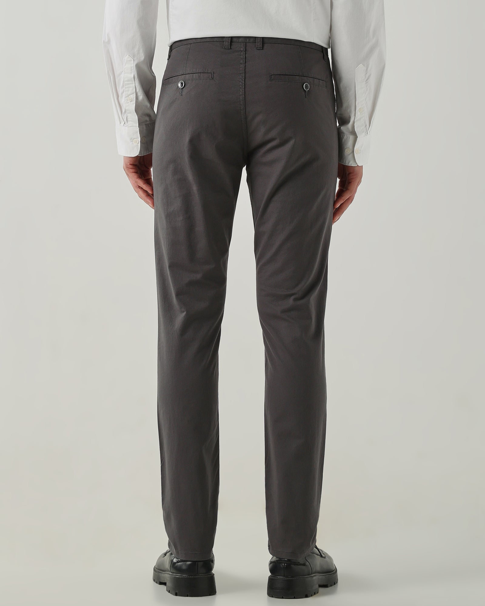Men Regular Fit Trousers Steel