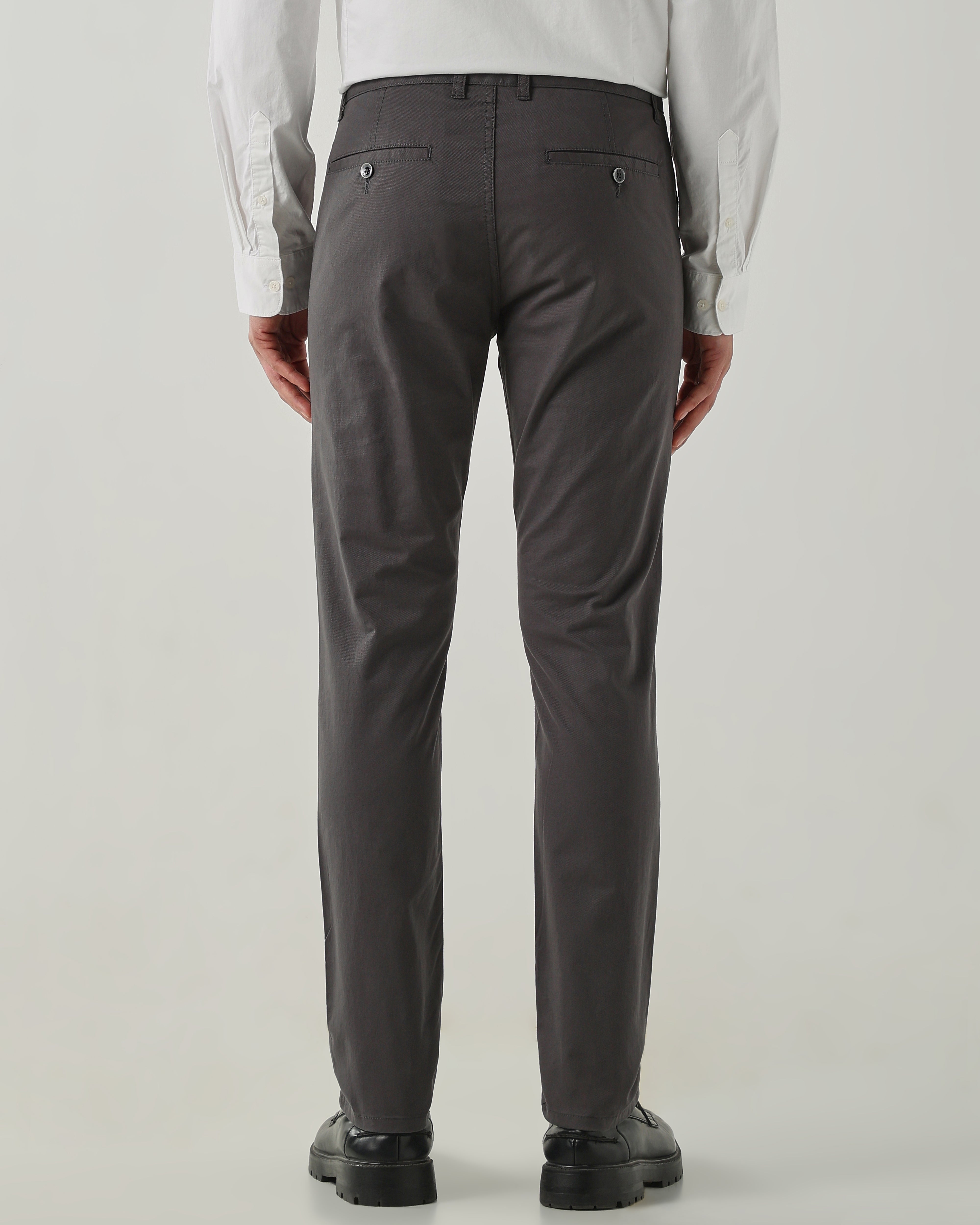 Men Regular Fit Trousers Steel