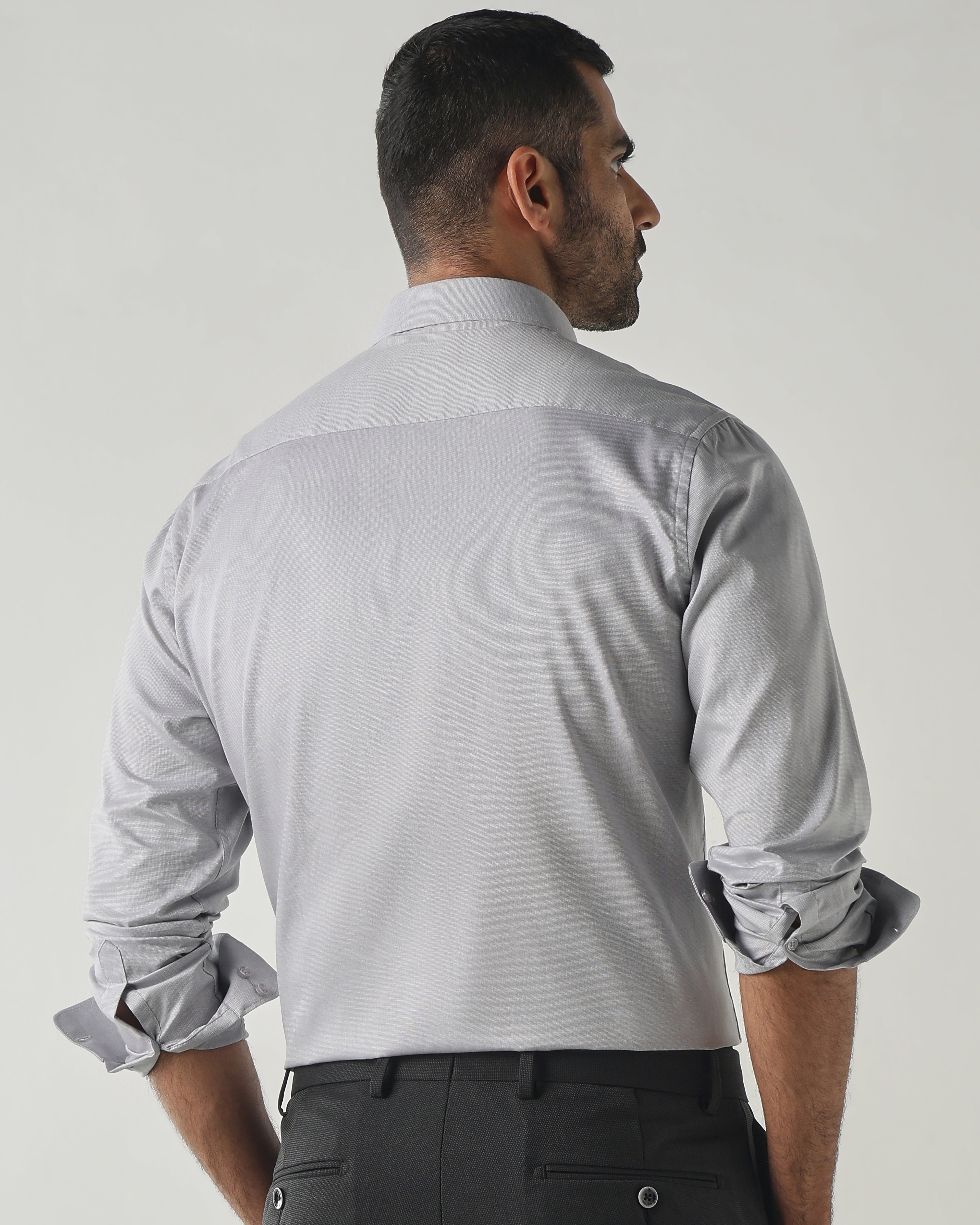 Grey Slim Fit Formal Essential Shirts