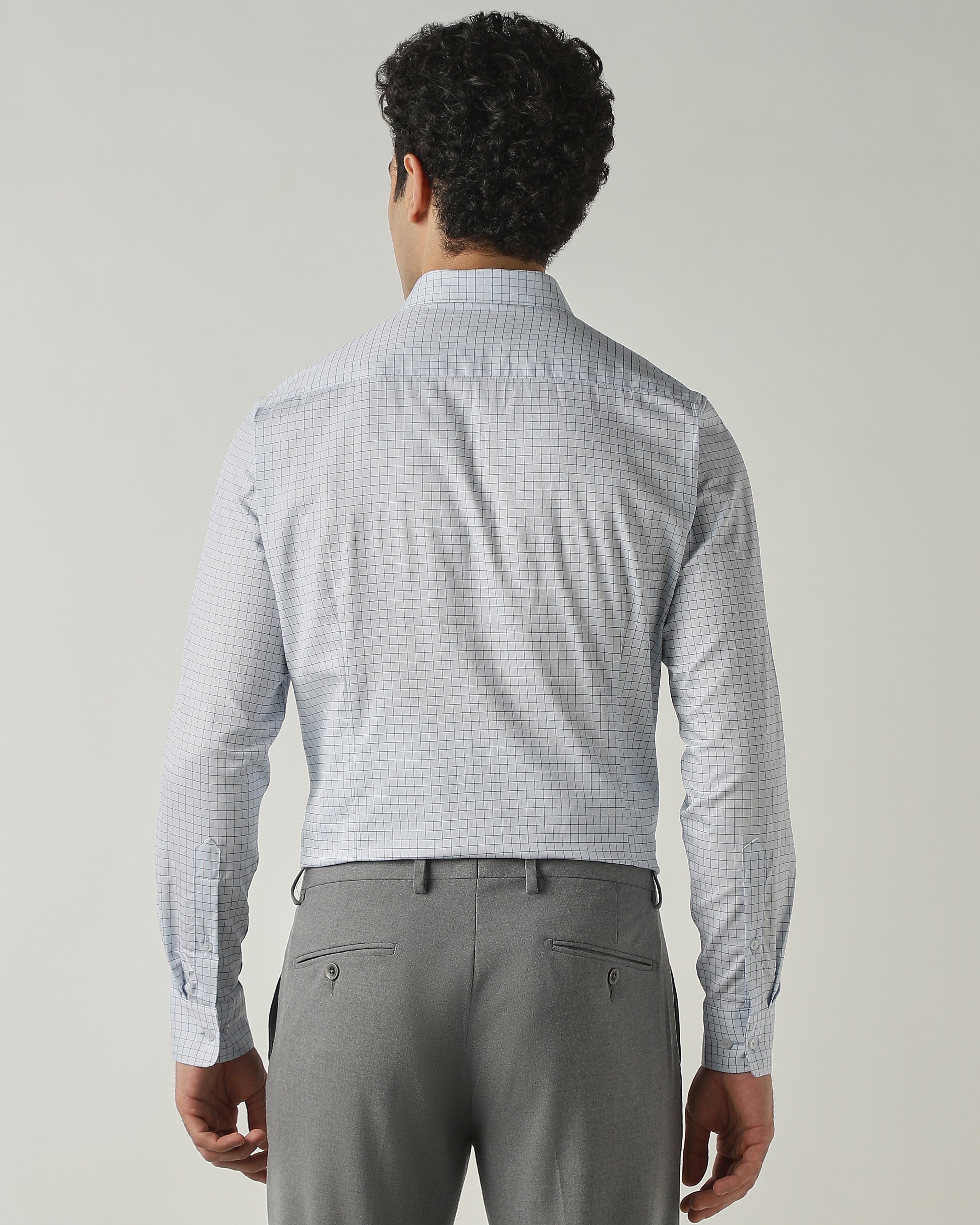 Shirt Lt Blue Slim Fit 100% Cotton